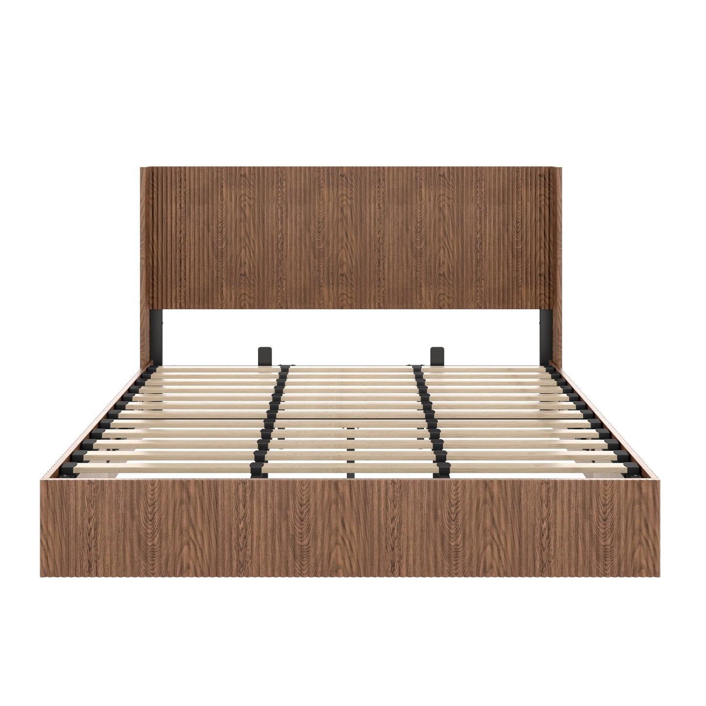 KEIKI King Size Lift Storage Bed Frame with Headboard, Hydraulic Gas Lift Platform Bed with Hidden Storage, Noise-Free Wood Bed Frame, Heavy Duty 1000 lbs, No Box Spring Needed, Walnut