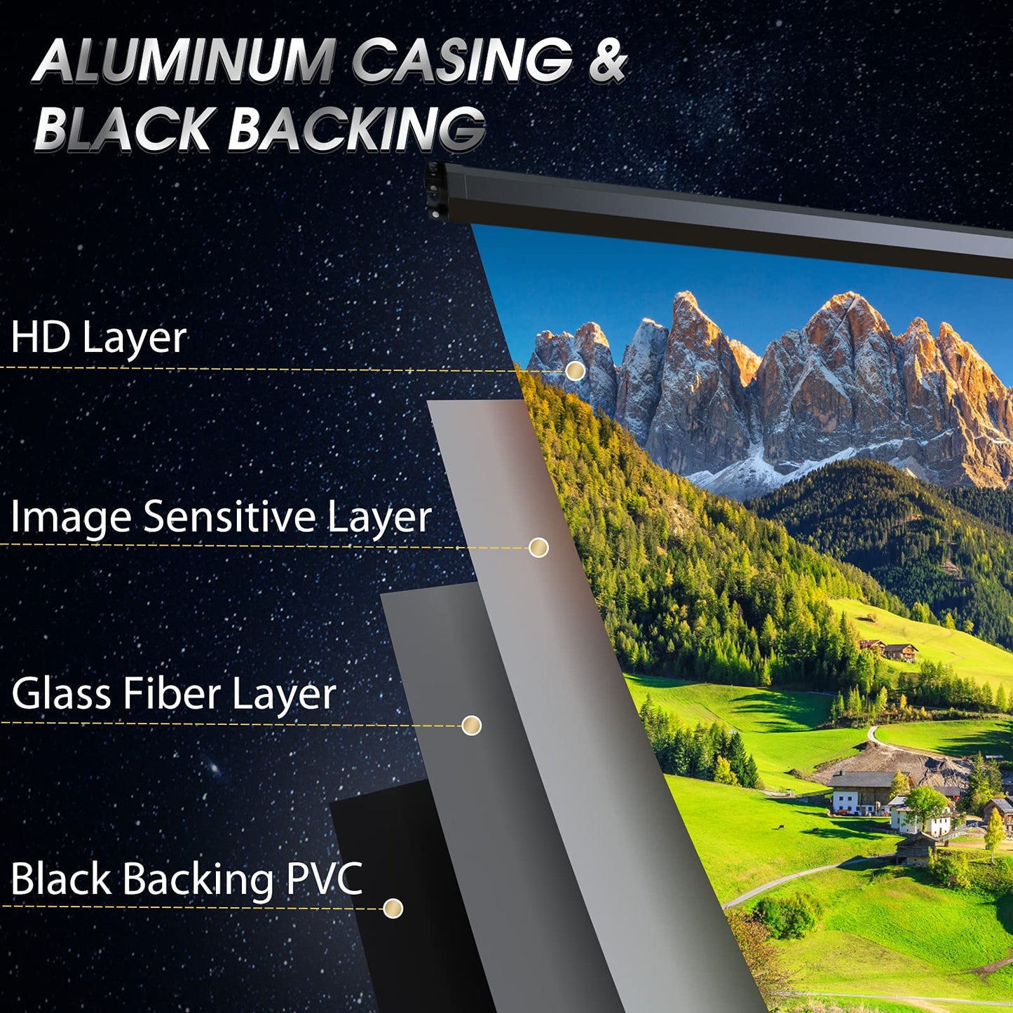 100" Motorized Projector Screen - Indoor and Outdoor Movies Screen 100 inch Electric 16:9 Projector Screen W/Remote Control
