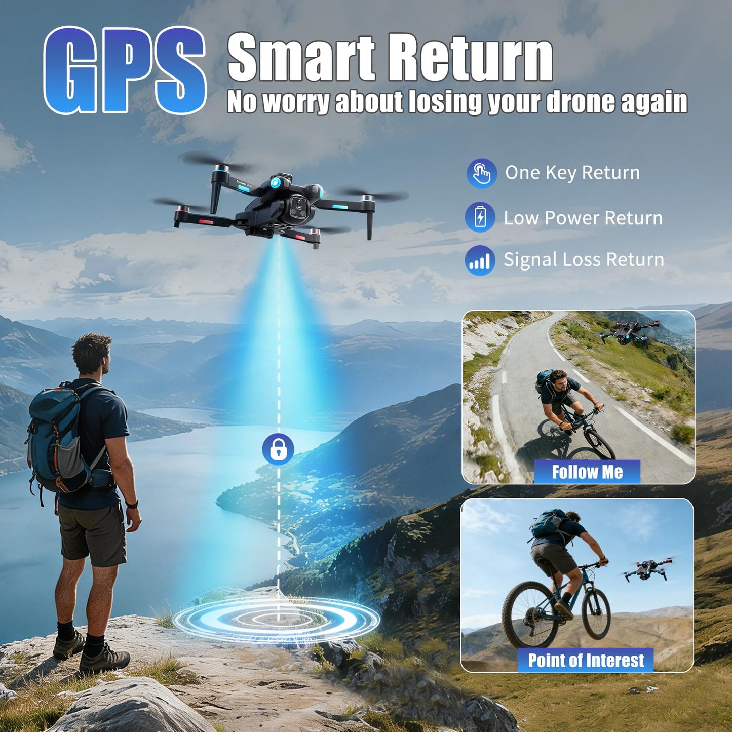 A189 GPS Drones with Camera for Adults 4K, 60Min Flight Time, 360° Obstacle Avoidance, 4.5" FPV Screen, 9842FT Long Control Range RC Quadcopter, One-Key Airdrop, Auto Return, Follow Me, Foldable Easy Fly Drones for Beginners, Birthday Gift, Under 249g