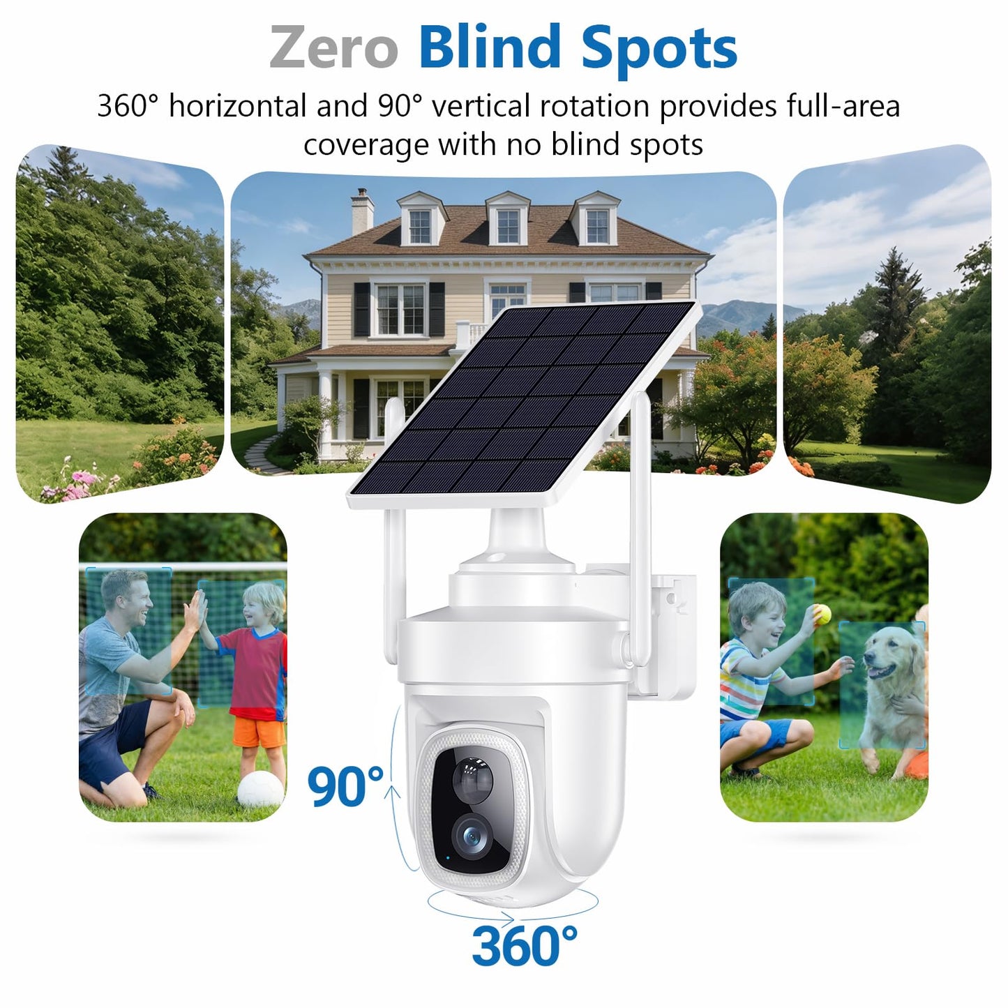 4K Security Cameras Wireless Outdoor with local storage Base,No Subscription Required,Solar-Powered,Home Security Cameras System with 360° Pan&Tilt,Auto Tracking,5G & 2.4G Router Compatible,2 cam kit