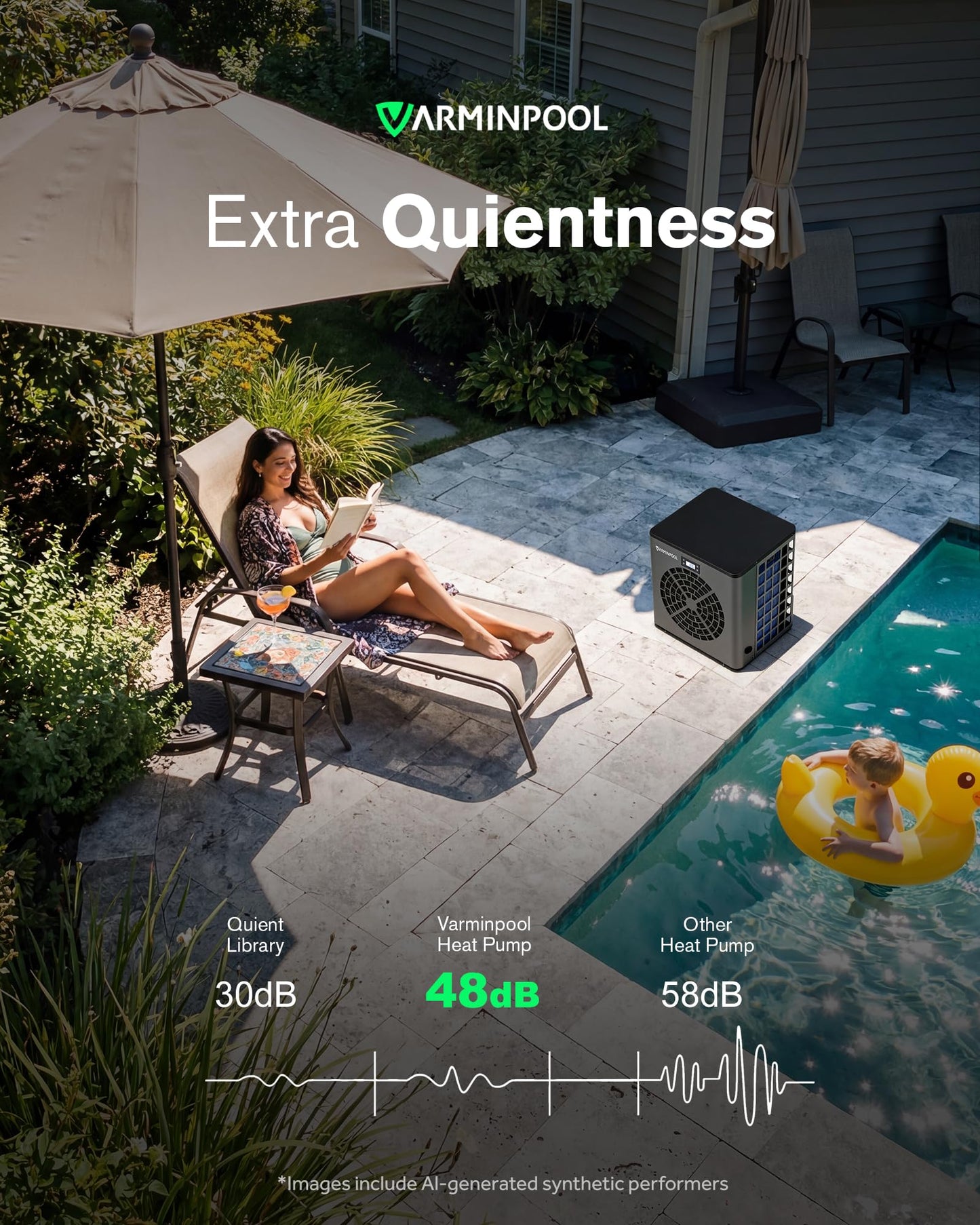 VARMINPOOL 16000 BTU Heat Pump for Above Ground Pool up to 5500 Gallons, Pool Heater with Smart Inverter and WiFi Control Via App, 110V Swimming Pool Electric Heater, Titanium Heat Exchanger, V5