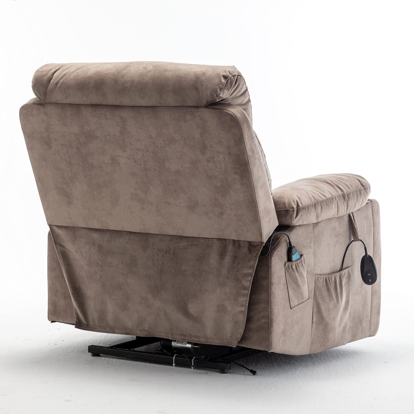 Acosure Electric Power Lift Relax Velvet Sofa Recliners Chair Living Room Furniture,German OKIN Motor,with/8-Point Vibration/5 Modes Massage/Lumbar Heating/Cup Holder,for Elderly,Light Tan, 40.94" D