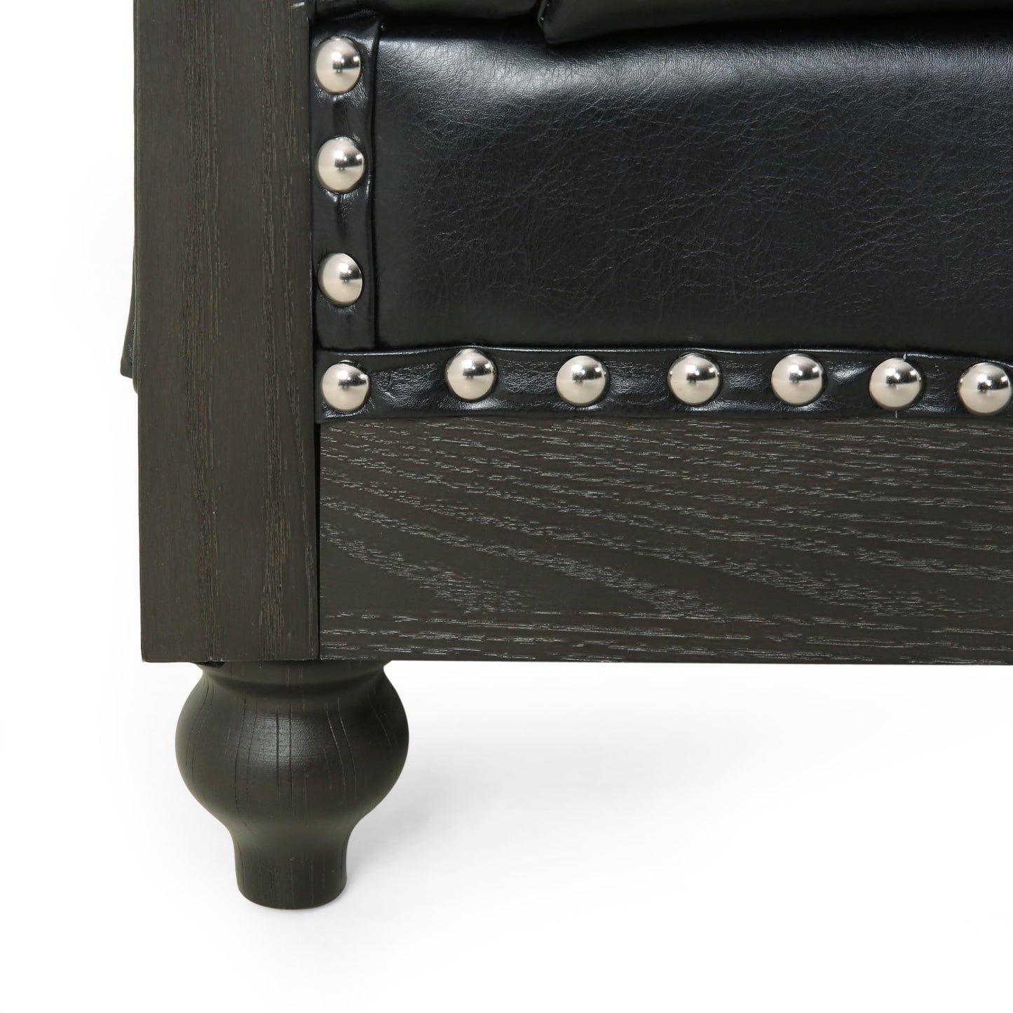 Merax PU Chesterfield Sofa, Retro Upholstered 3 Seater Leather Couch Rolled Arm for Living Room Bedroom Office, Black