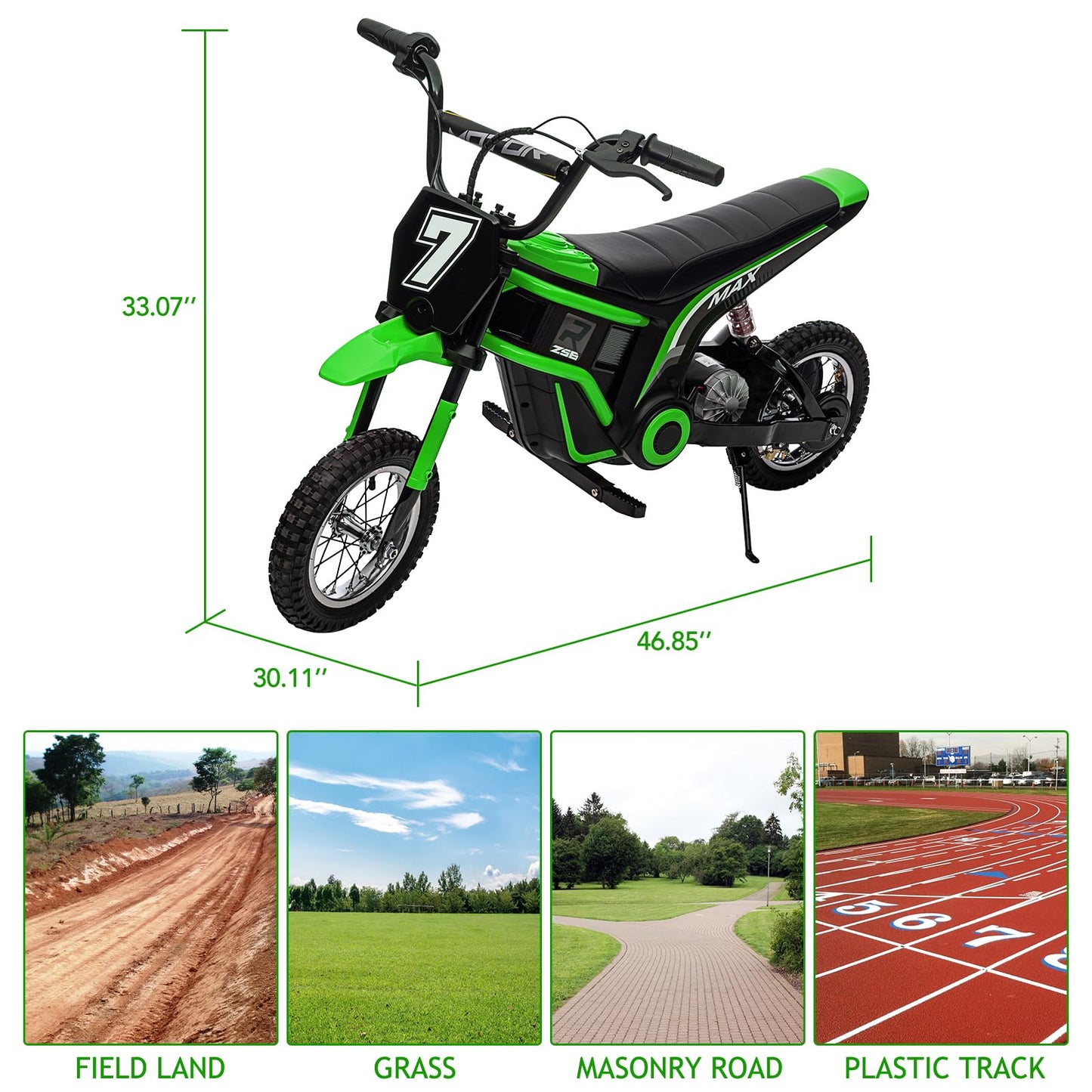 24V 350W Electric Dirt Bike for Kids – 3-Speed Modes, 14.29MPH Max Speed, ASTM-Certified Safe Motorcycle with Shockproof Suspension, Best Gift for Boys & Girls
