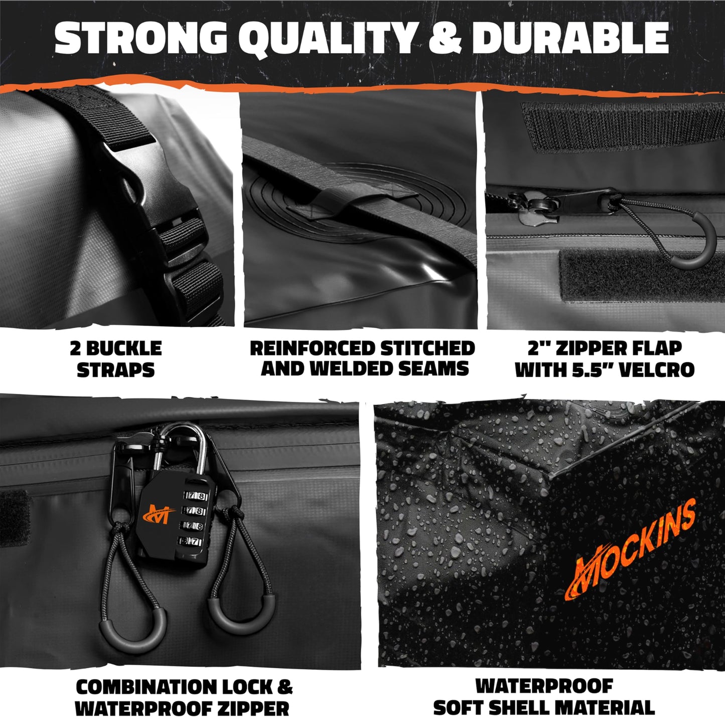 Mockins 40"x40"x6" Extra Deep Square Trailer Hitch Cargo Carrier & 30 Cu Ft Square Waterproof Cargo Bag | 500 Lbs Cap Steel Heavy Duty Trailer Hitch Luggage Rack for SUV Car Truck & RV w/Accessories