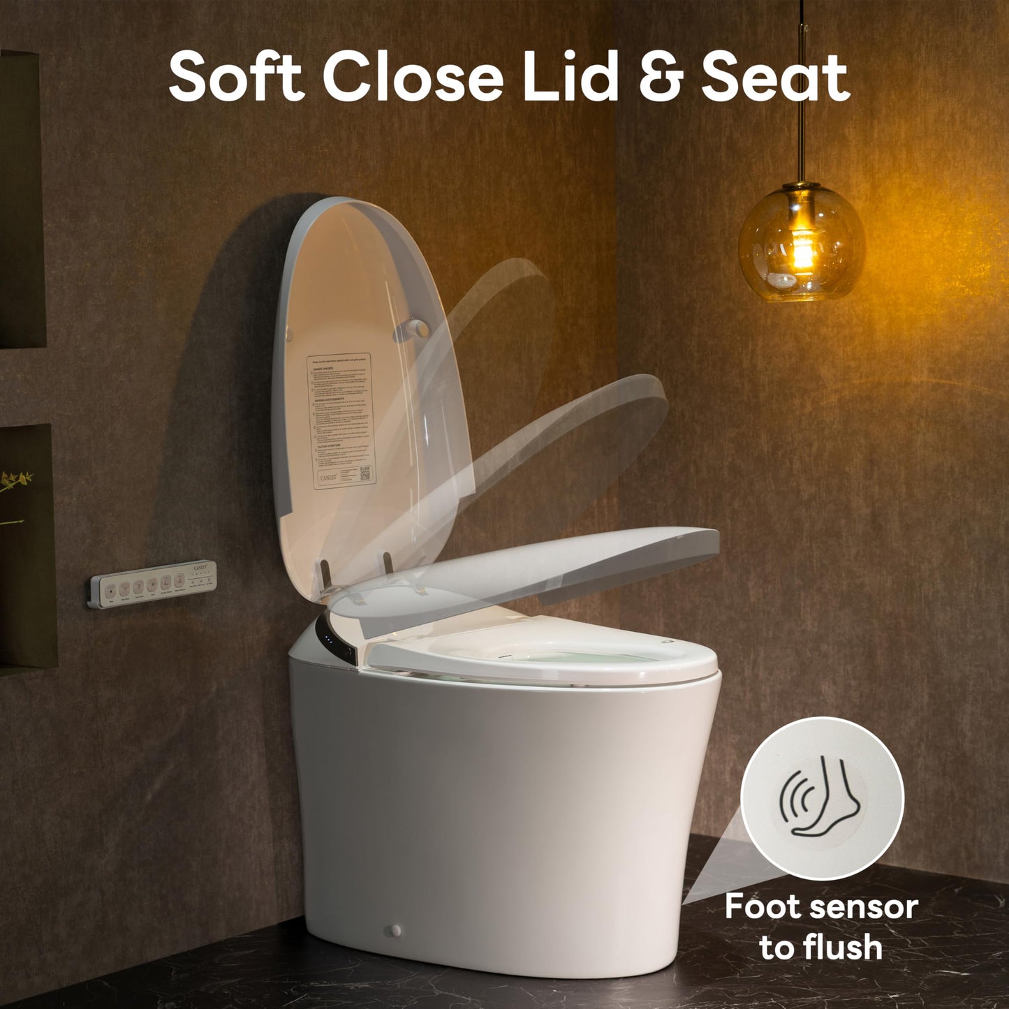 CANEST Smart Toilet with Bidet Built in, Elongated Bidet Toilet with Tank, 1000g MaP Flushing, ADA Comfort Height, Auto Temperature Control Heated Seat, Water, Blackout Flush, Soft Close(TC-500SE)