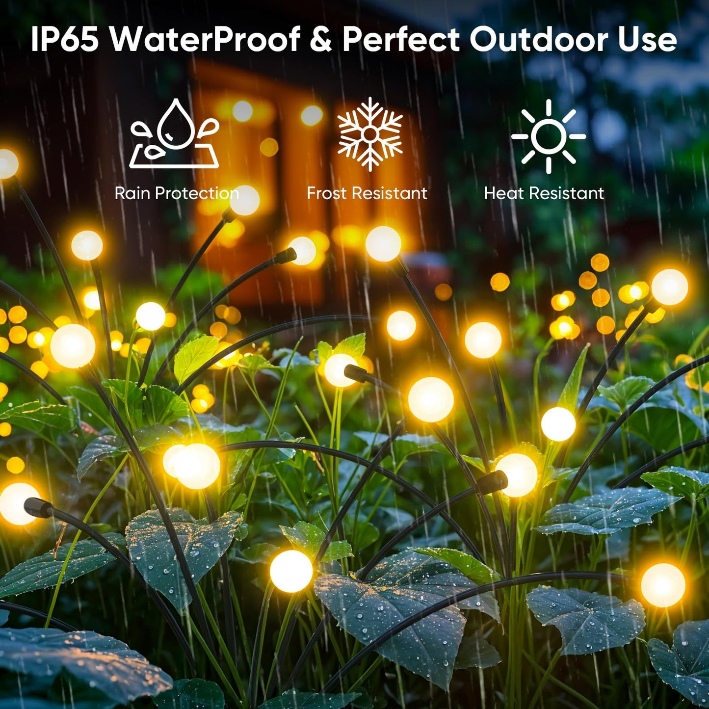 NFEVER Outdoor Solar Garden Lights - 32 LED, Warm White, 4 Pack, Waterproof Pathway Lighting, Model YBD-4P