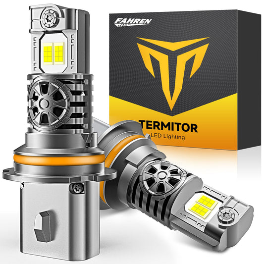 Termitor 9007/HB5 Light Bulbs, 60,000LM Brightness, 70,000+ Hours Life, Plug and Play, Aluminum, Pack of 2
