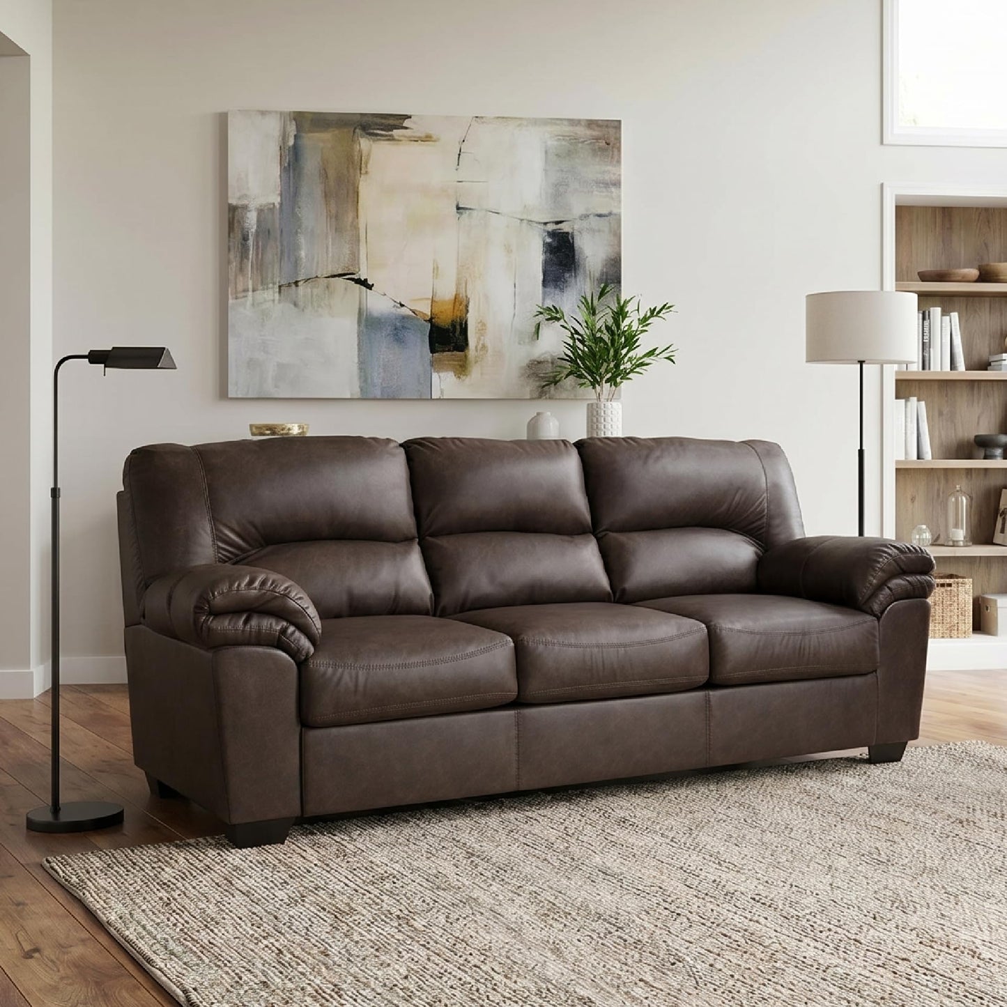 Signature Design by Ashley WalkerPoint Contemporary Sofa with Removable Cushion, Dark Brown