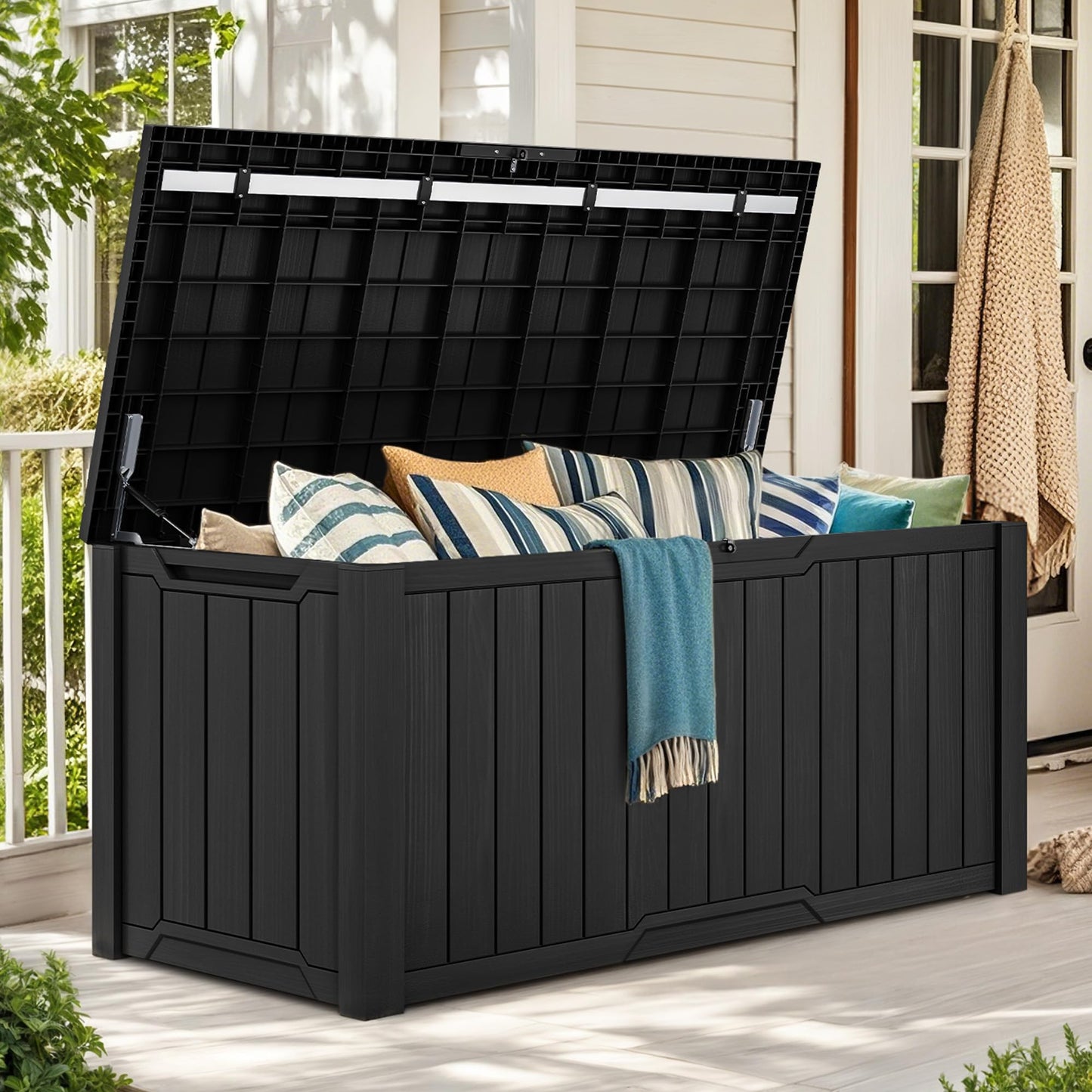 YITAHOME XXL 230 Gallon Large Outdoor Storage Deck Box for Patio Furniture, Outdoor Cushions, Garden Tools and Sports/Pools Equipment, Weather Resistant Resin, Lockable (Black)