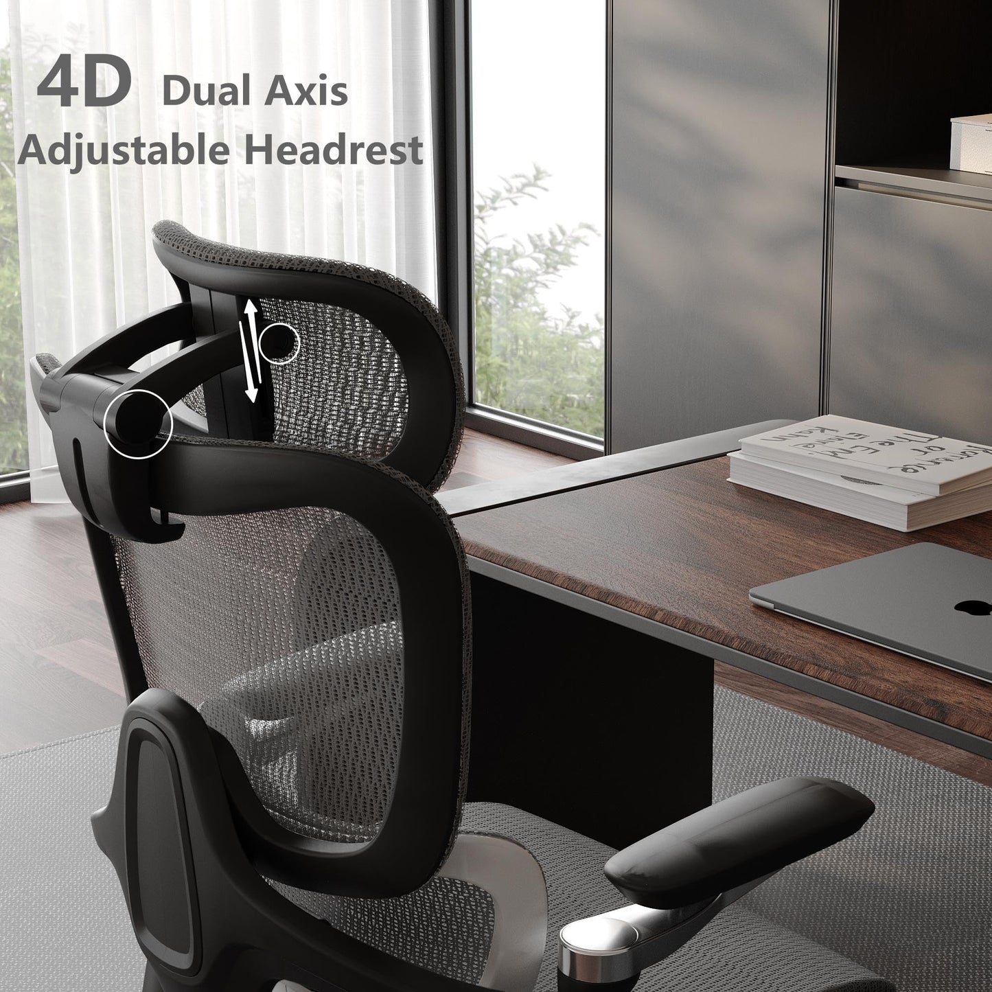 chirvana Ergonomic Office Chair with Adjustable 3D Lumbar Support, Mesh Computer Chair 5D Armrests, Home Desk Chair with 4D Headrest, 90-130°Tilt, BIFMA Certified, Model Zen (Grey)