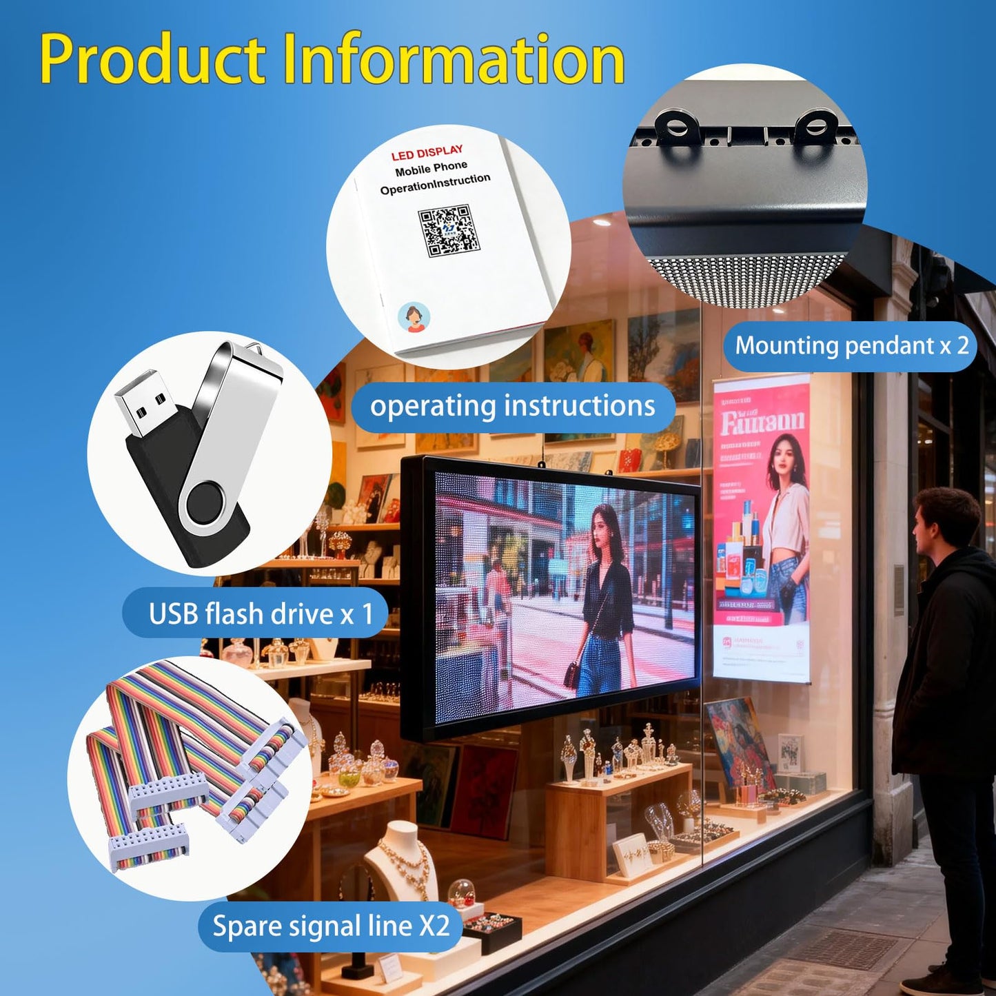 P6 Programmable Led Sign,Scrolling Full Color Digital Message Board 40"X17"
