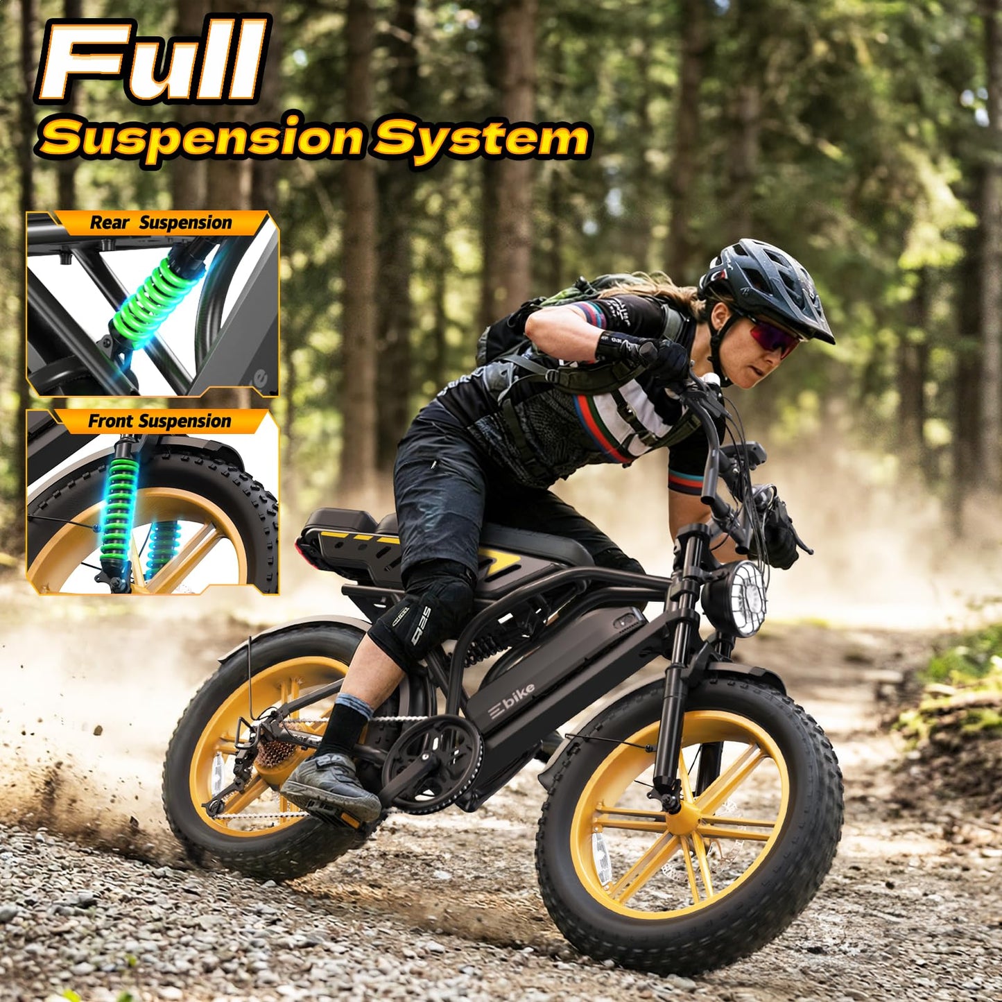 TST Electric Bike for Adults, 1500W Peak Motor 60 Miles Fat Tire E Bike with 48V 15Ah Removable Battery 20" Electric Bike with Dual Suspension, R9