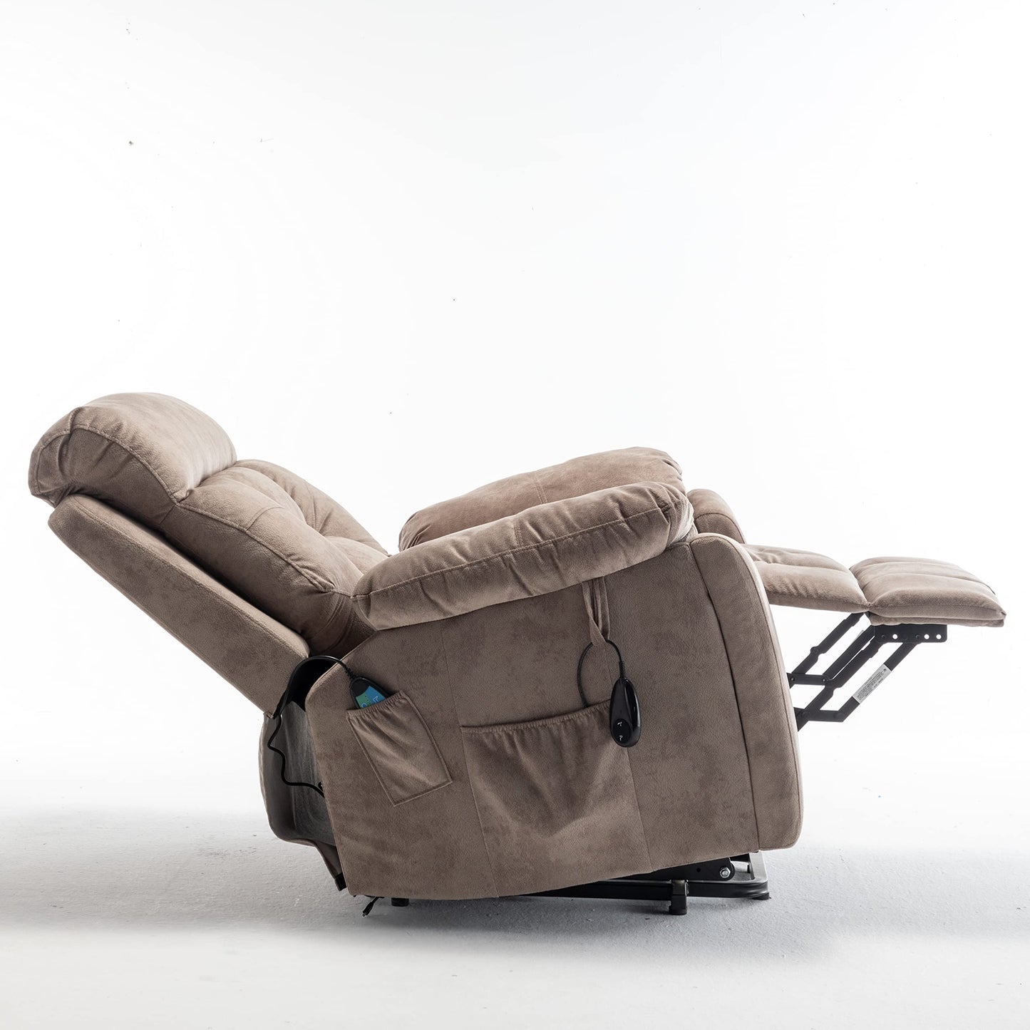 Jintop Electric Power Lift Relax Velvet Sofa Recliners Chair Living Room Furniture,German OKIN Motor,with/8-Point Vibration/5 Modes Massage/Lumbar Heating/Cup Holder,for Elderly,Light Tan