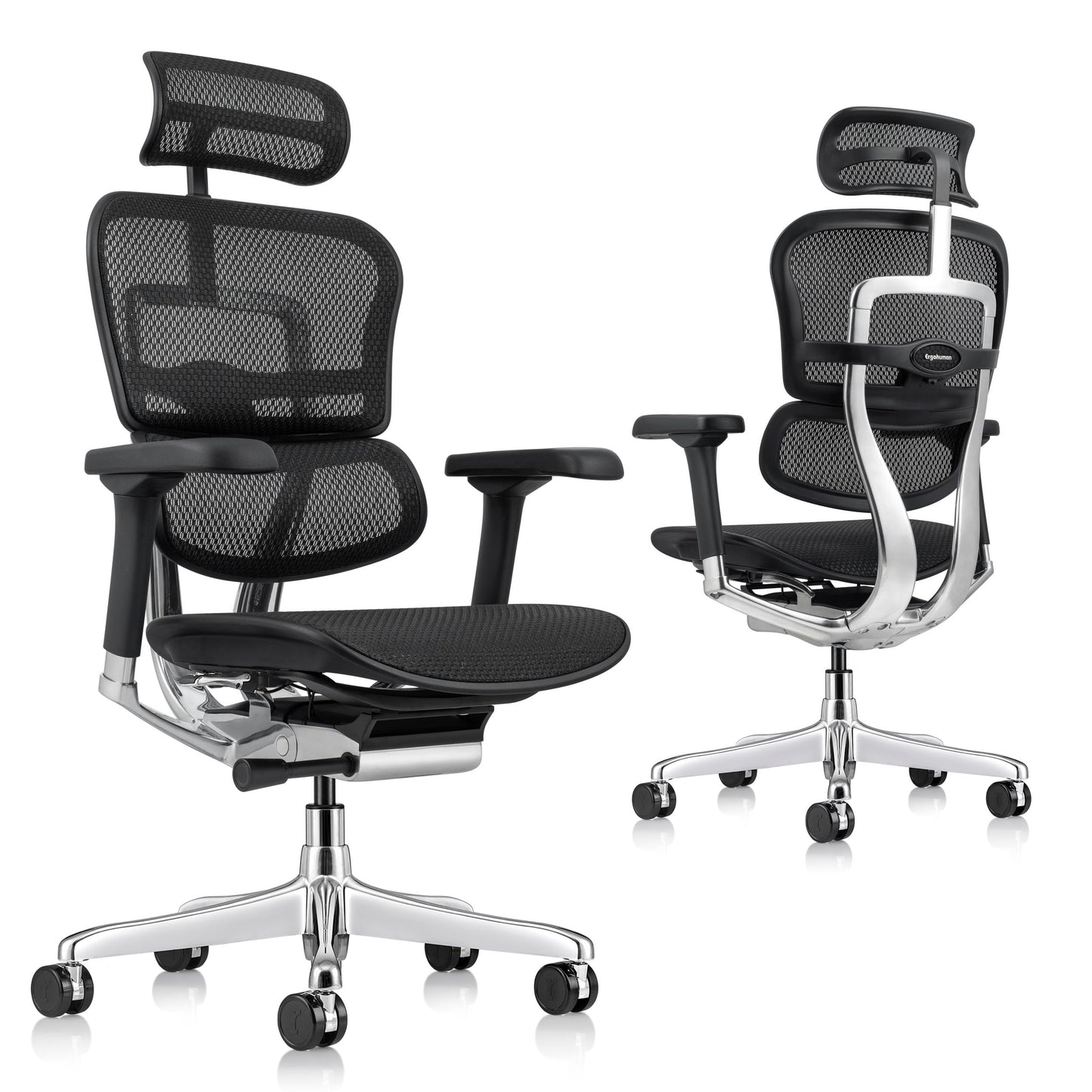 Ergohuman Eurotech ME7ERG GEN2 High Back Mesh Office Chair with Tilt Tension Control, Tilt Lock, Back Angle, Back Height, Synchro Tilt, Seat Height, Seat Depth, and Arm Height Adjustments, Black