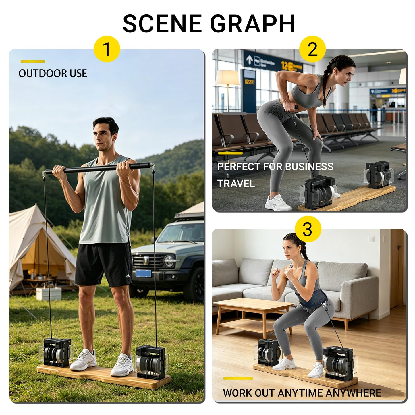 FovemiG Home Gym Equipment, - Compact Full Body Workout Equipment with Adjustable Resistance for Strength Training, Squats, Bench Press, Rows, Portable Multifunctional for Small Spaces & Apartments