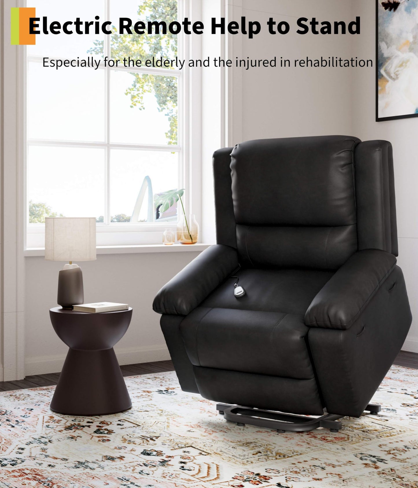 GarveeHome Power Lift Recliner Chair - Heat and Massage, Electric Lift Recliner for Elderly & Mobility Impaired, Adjustable Back and Legs, Heavy Duty Lift Chair for Seniors