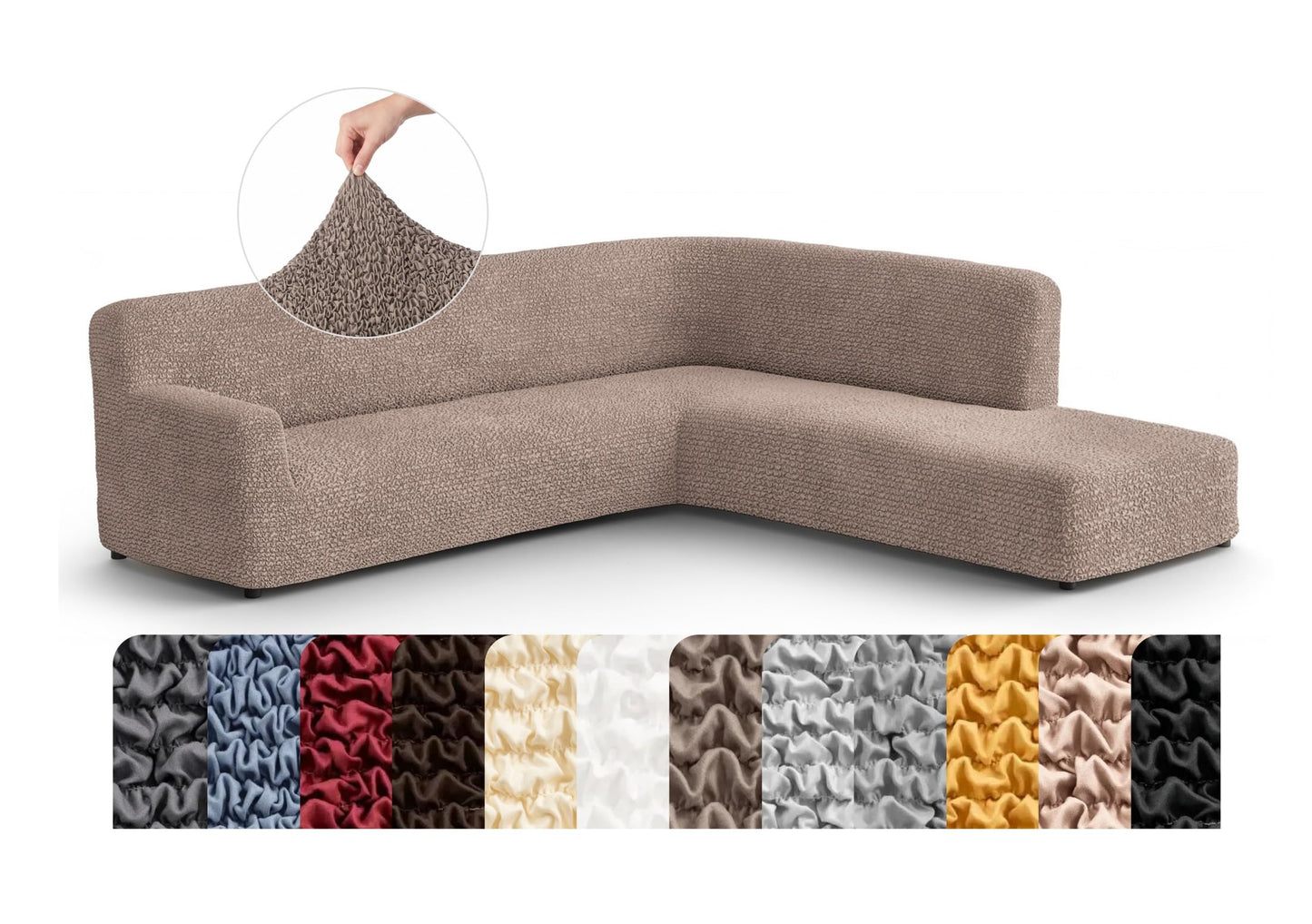 PAULATO BY GA.I.CO. Stretch Sectional Sofa Slipcovers 1-Piece Non-Slip – Elastic L Shape Couch Cover – Soft Furniture Protector Washable – Marsala (Right-Facing Bumper 120"-195" Wide)