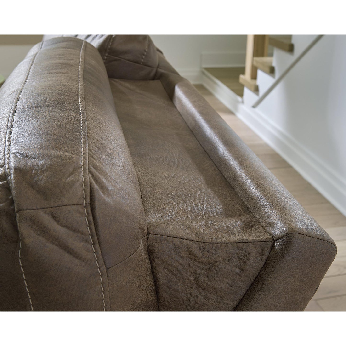 Signature Design by Ashley Bealeaf Contemporary Power Reclining Loveseat with Console, Adjustable Headrest, USB Charging Ports and Storage, Dark Brown