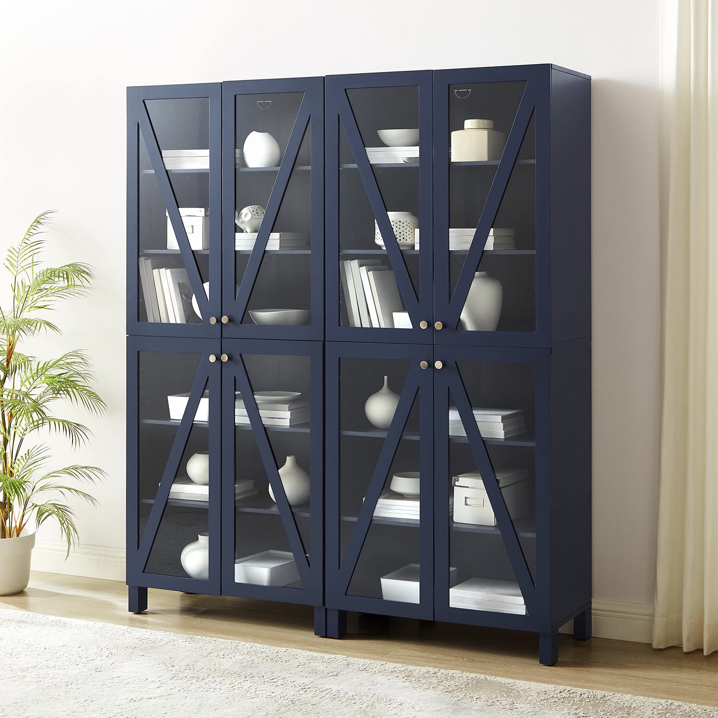 Crosley Furniture Cassai 2-Piece Pantry Storage Cabinet Set with Shelves, Kitchen, Dining, or Laundry Room, Navy