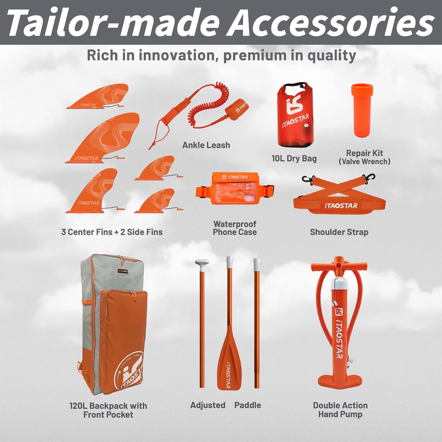 iTAOSTAR C01C Inflatable Stand Up Paddle Board with Premium SUP Board Accessories, Adj Paddle, Anti-Slip EVA Deck, 120L Travel Backpack w/Front Pocket | Blow Up Paddle Board for All Skill Levels