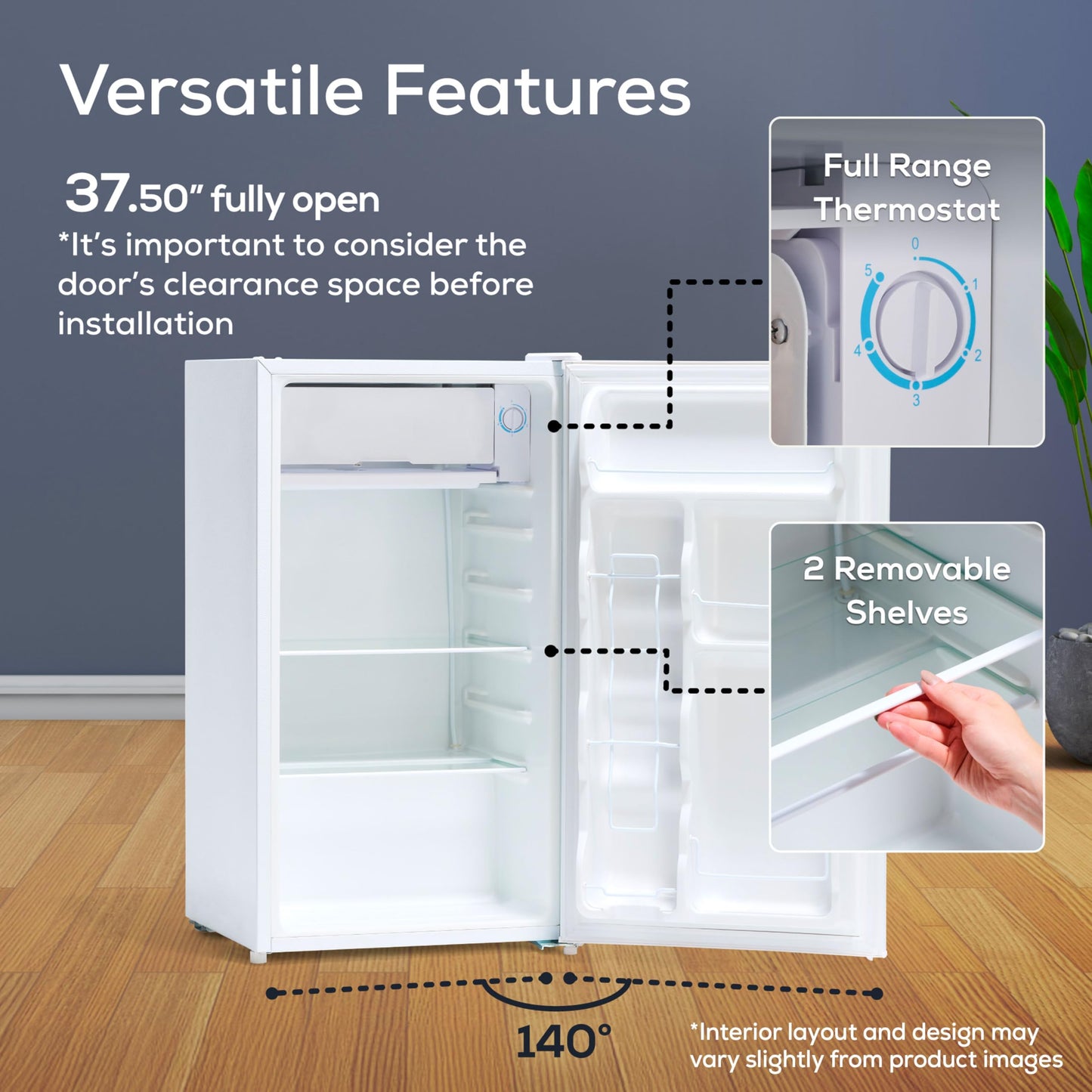 Igloo 3.2 Cu.Ft. Mini Fridge with Freezer - Single Door Compact Refrigerator with Glass Shelves for Homes, Dorms & Offices- Keep Snacks, Drinks & Frozen Foods Cool with Temperature Control Mini Fridge