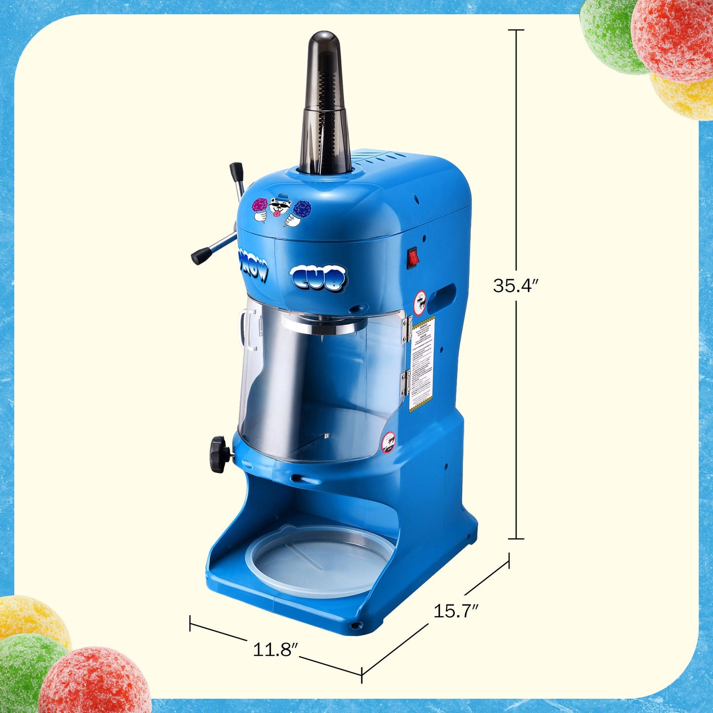 Shaved Ice Machine - 360lbs/hour 250W Electric Ice Shaver and Snow Cone Machine with Durable Stainless Steel Blades - Snow Cub Slushie Maker for Home, Bar, or Restaurant by Great Northern Popcorn