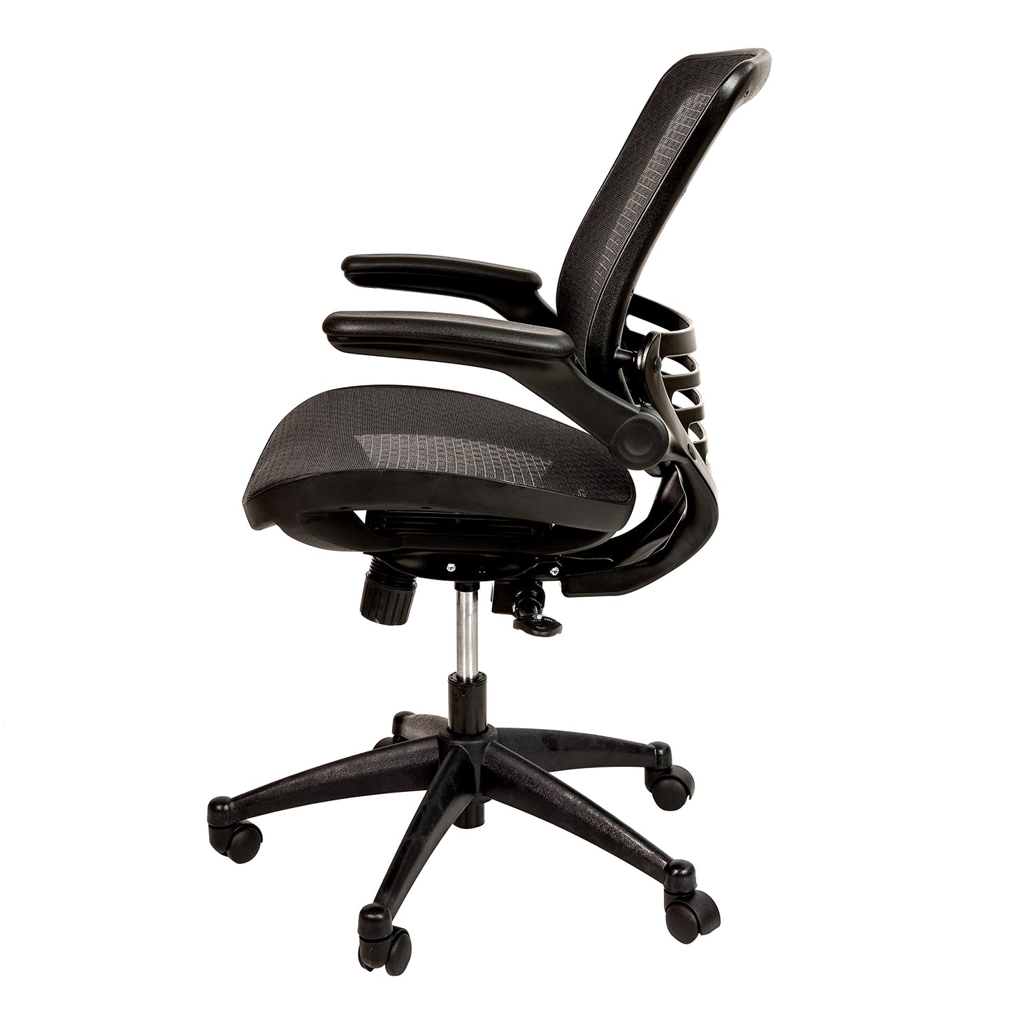 Flash Furniture Warfield Mid-Back Transparent Black Mesh Executive Swivel Office Chair with Black Frame and Flip-Up Arms