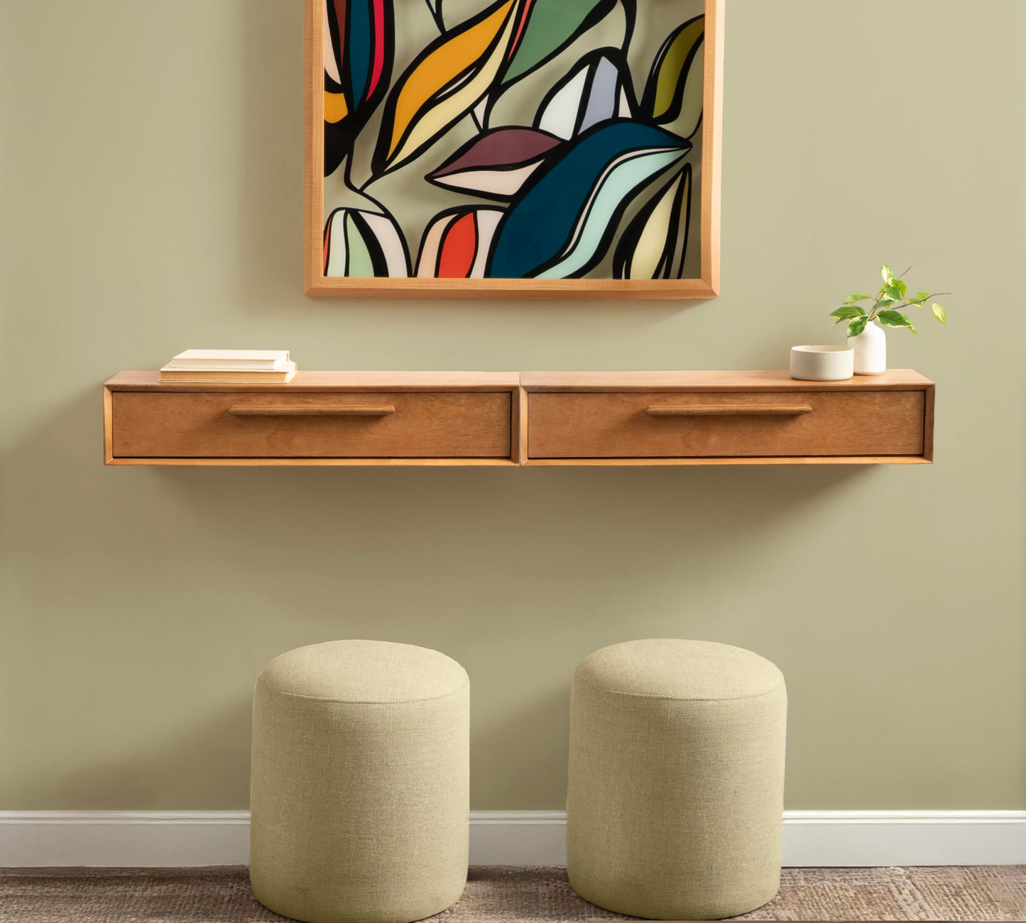 Kate and Laurel McCutcheon Modern Floating Console Table for Entryway, 30 x 9 x 6, Natural Wood, Decorative Transitional Floating Entryway Table for Use as Living Room Storage Wall Shelf