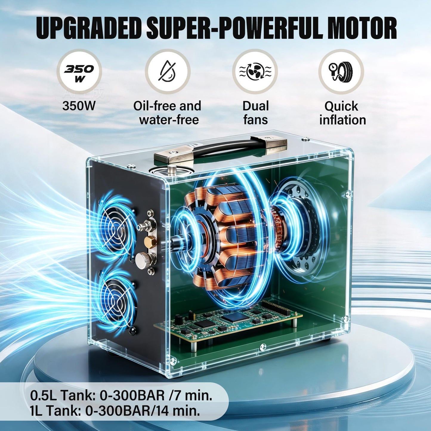 TUDIVING-Portable 4500Psi / 30Mpa Auto-Stop Air Compressor