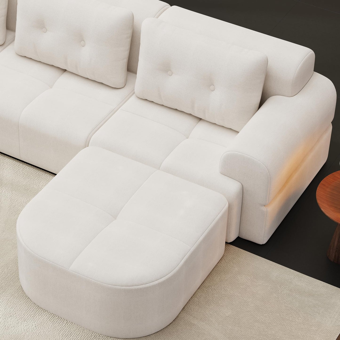 112" Compressed Boneless Sectional Sofa with Movable Ottoman Convertible L Shaped Modular Corner Couch for Living Room - Oversized Cloud Couches W/Tufted Cushions and Deep Seat