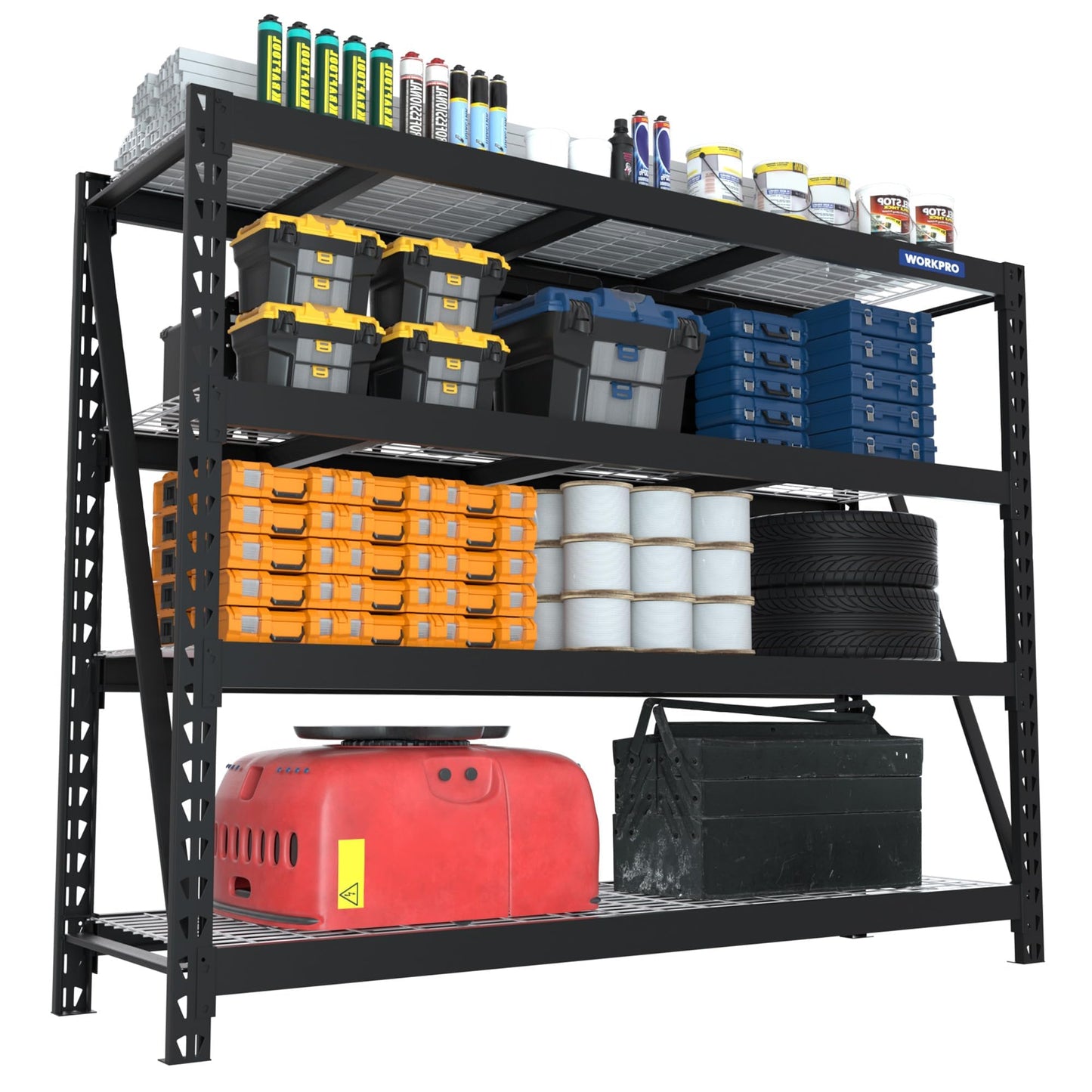 WORKPRO Heavy Duty Metal Garage Shelving, 68"W x 24"D x 65"H, 7200 LBS Load