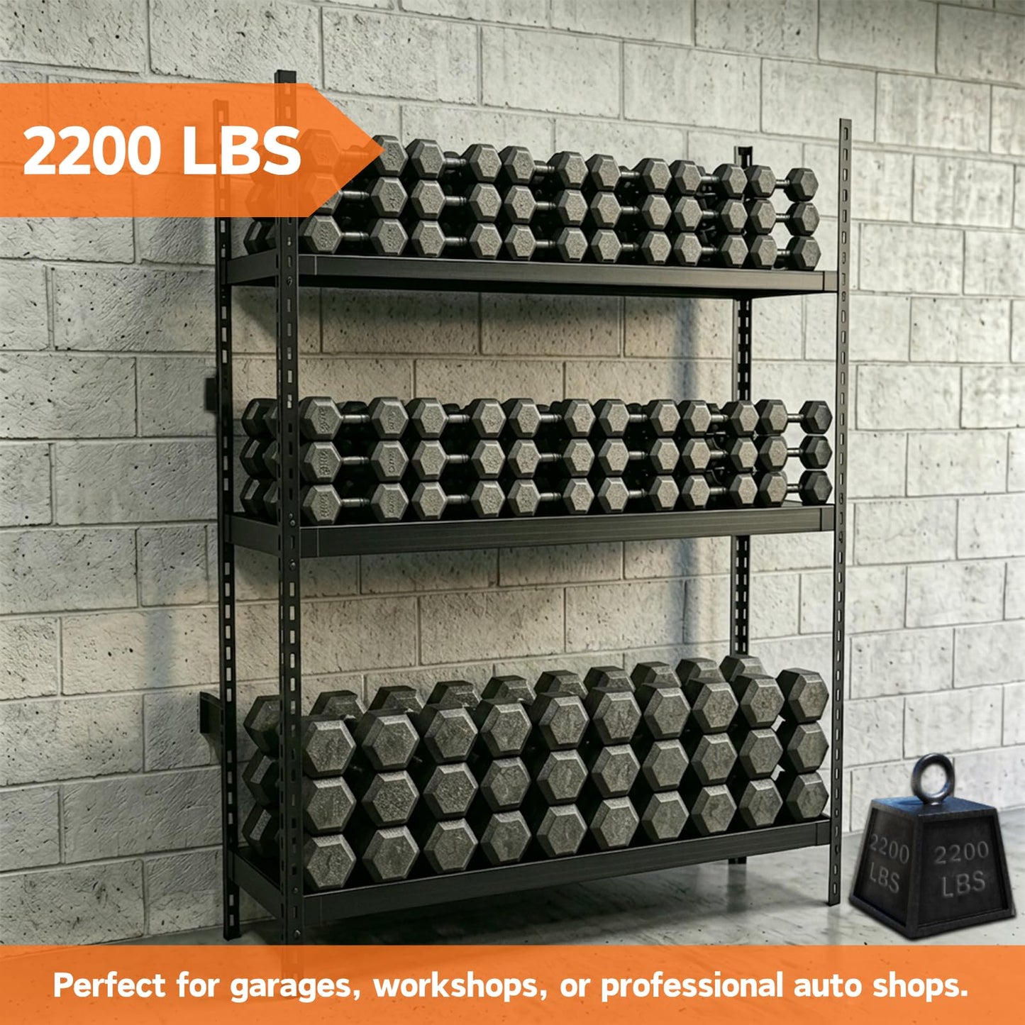 ZUIWAN Wall Mounted 3-Tier Tire Rack, 78" L x 59" H x 18" D Heavy Duty Adjustable Steel Storage Shelf, 2200LBS Capacity with Anti-Tip Kit