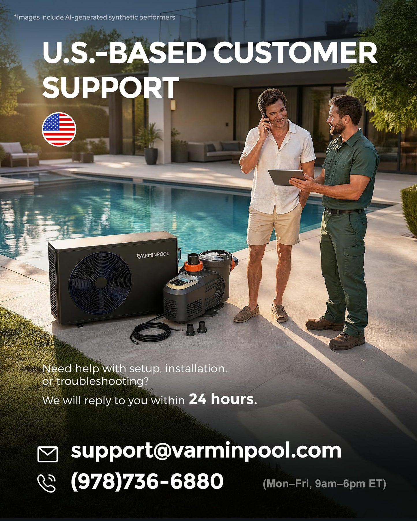 VARMINPOOL 16000 BTU Heat Pump for Above Ground Pool up to 5500 Gallons, Pool Heater with Smart Inverter and WiFi Control Via App, 110V Swimming Pool Electric Heater, Titanium Heat Exchanger, V5