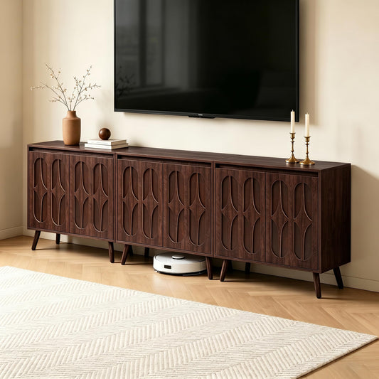 Janmer Home Sideboard Buffet Cabinet, Dark Walnut, 94.5inch Wide