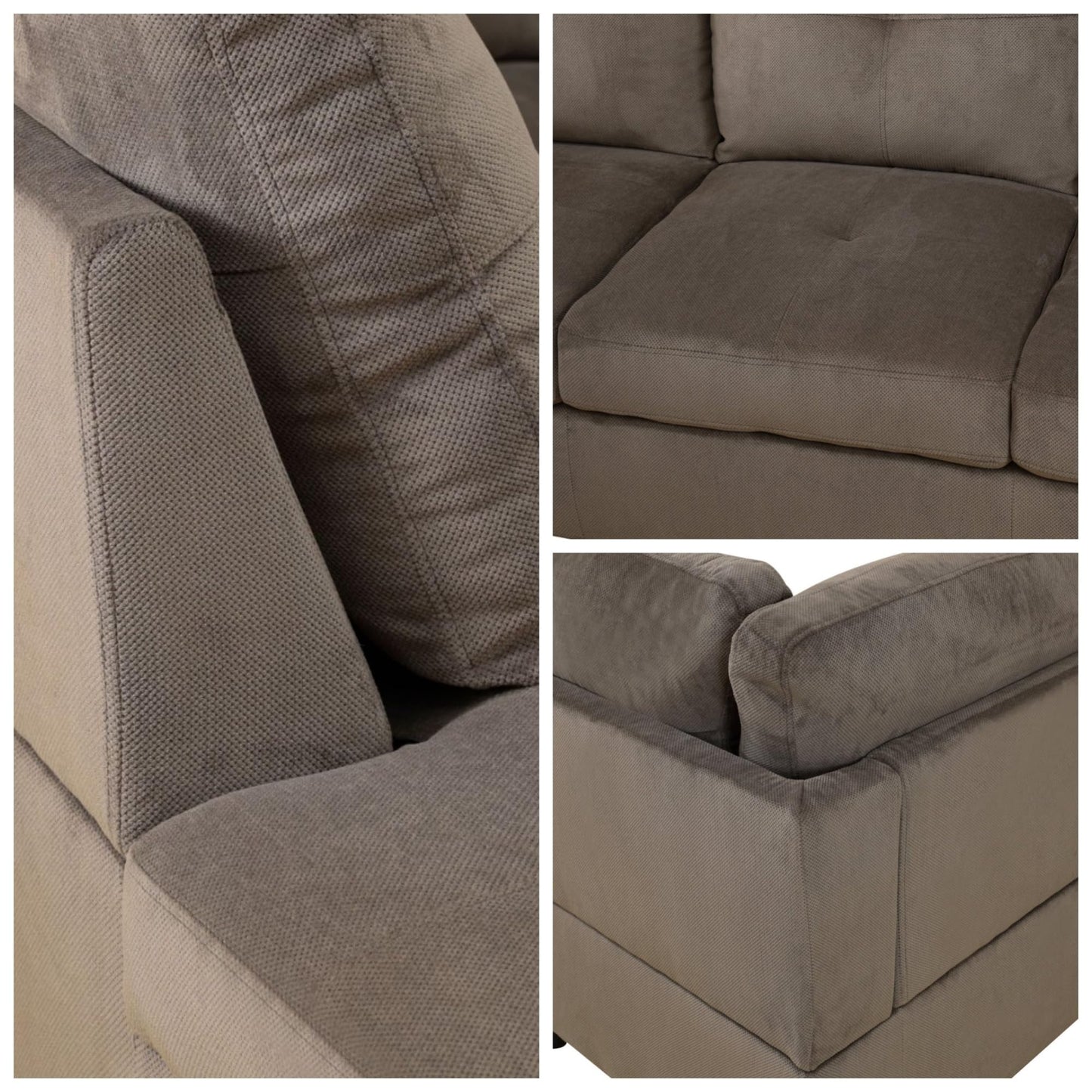 Trygoal L-Shaped Sectional Sofa with Movable Chaise & Storage Ottoman, Lounge 3-Piece Modular Convertible Couches for Living Room, Apartment & Office, Taupe