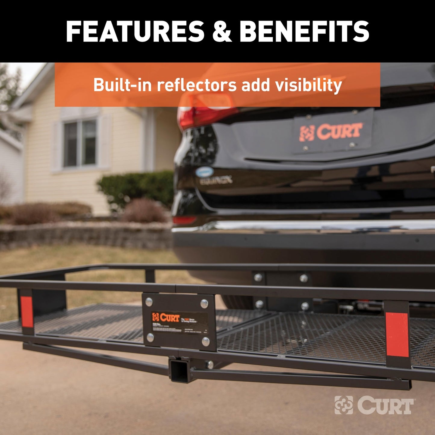 CURT 18151 Cargo Basket Hitch Trailer Hitch Cargo Carrier, 500 lbs. Capacity, 58-Inch x 20-Inch x 5-1/2-Inch, Fits 2-Inch Receiver