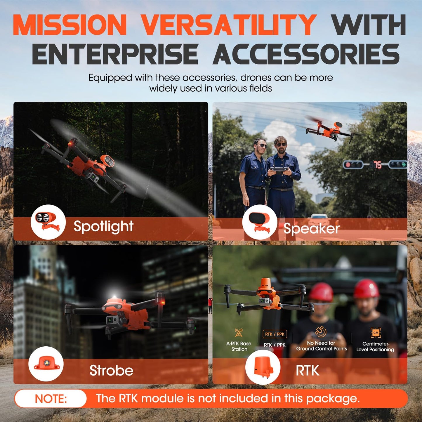 Autel Robotics EVO II Dual 640T Enterprise V3, 640*512 30Hz T~hermal&8" RYYB CMOS Sensor,10 Color Schemes, 4X lossless Zoom, 42 Min,15KM Transmission, Support Remote ID,w/Strobe/Spotlight/ Loudspeaker
