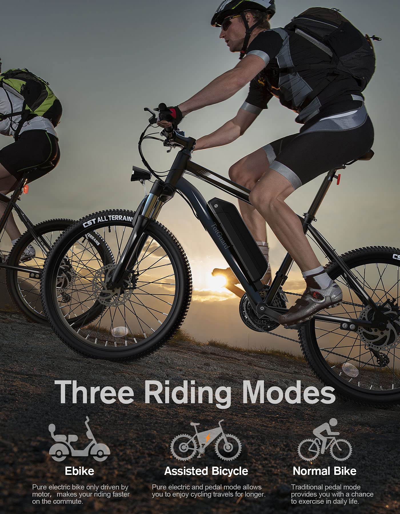 TotGuard Electric Bike for Adults, 26" Ebike with Peak 500W Brushless Motor, Electric Mountain Bike with 374Wh Removable Battery, 50 Miles Electric Bicycle with Suspension Fork, 21 Speed, LCD Display