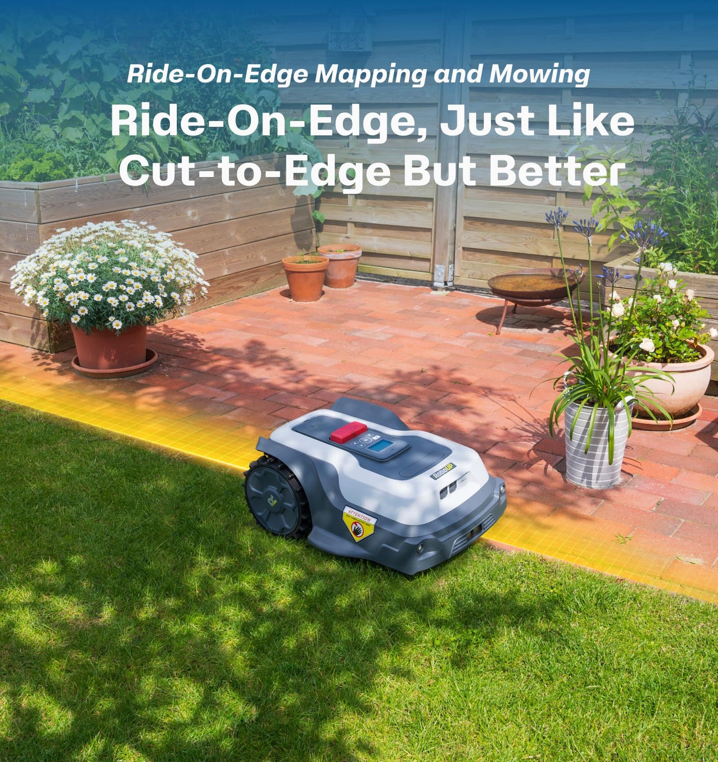 RoboUP T1200Pro Robot Lawn Mower Wire Free, RTK+Vision Ride-on Edge Mapping Mowing for 0.37 Acre Yard, AI Obstacle Avoidance, APP Multi-Zone Management, Automatic Robotic Lawnmower Handle 24° Slope