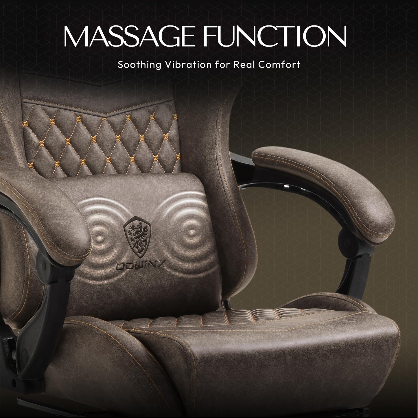 Dowinx Gaming Chair Big and Tall, Ergonomic PC Gaming Chair with Footrest & Massage, Racing Style Reclining Computer Chair for Adults, 400LBS Capacity - Heavy Duty Gamer Chair (Brown)