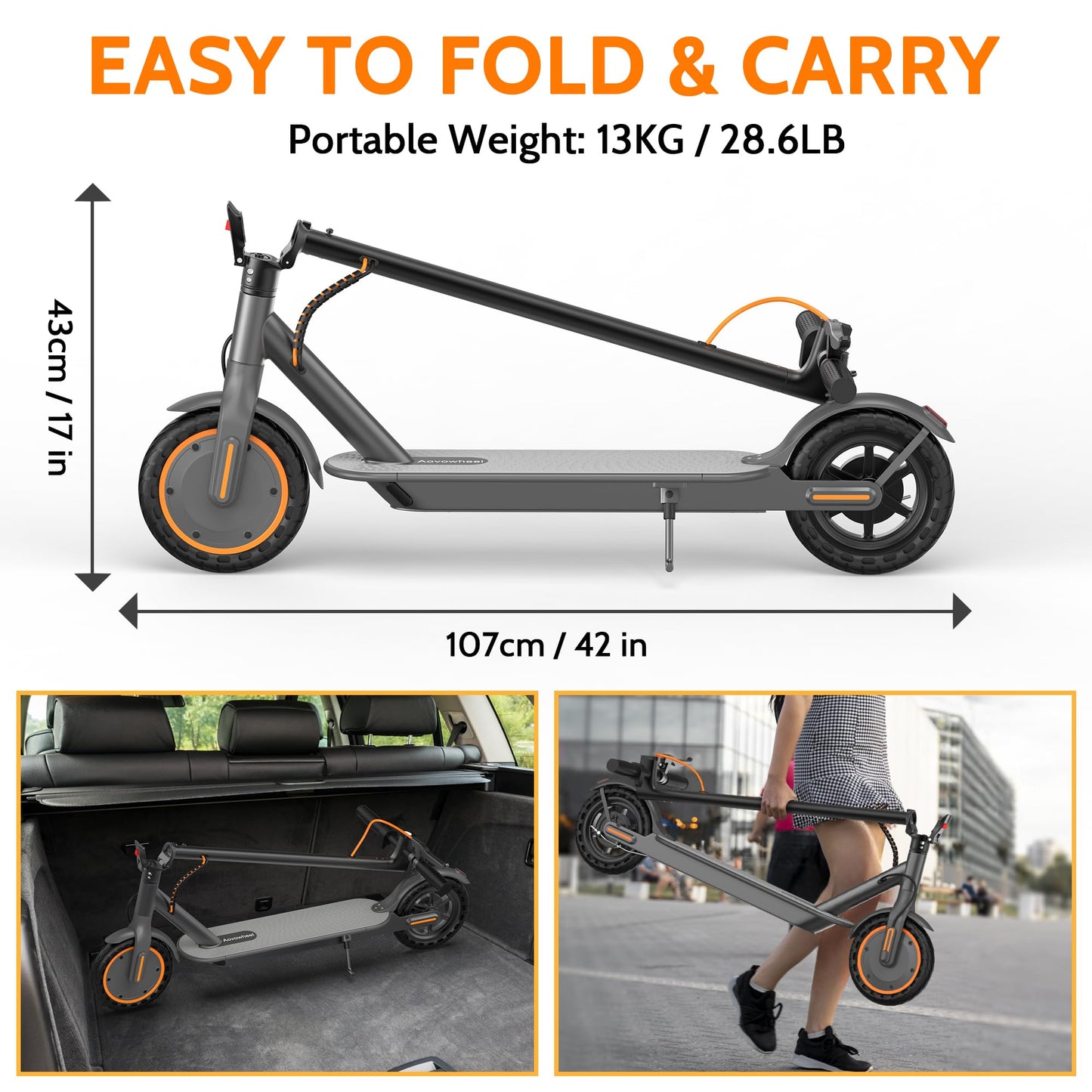 Aovowheel Electric Scooter for Adults, Folding E Scooter with 350W Motor 19 Mph Top Speed, Max 23Miles Long Range,Commuting Scooters with 8.5'' Tires, Dual Brakes