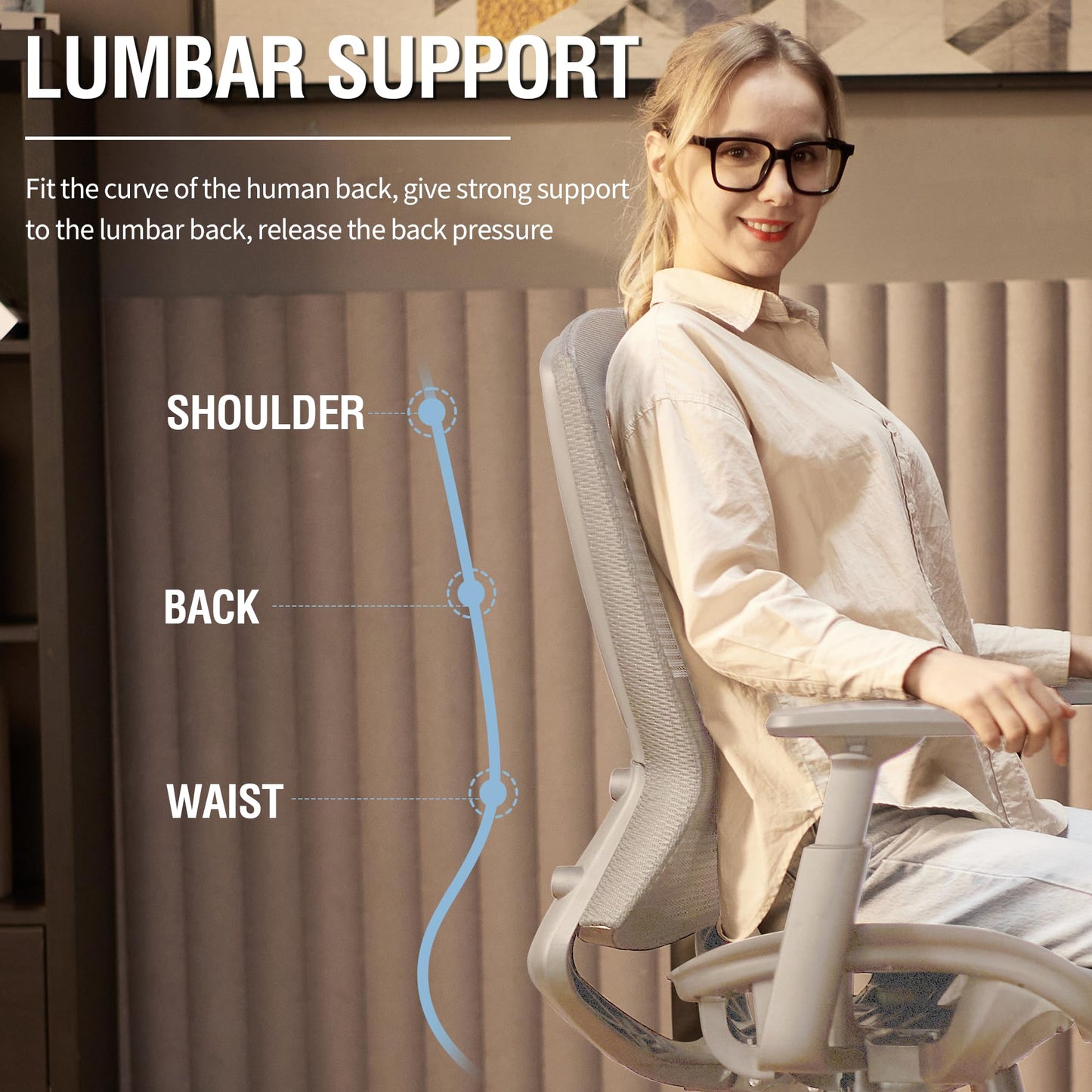 ELABEST Mesh Office Chair,Ergonomic Computer Desk Chair,Sturdy Task Chair- Adjustable Lumbar Support & Armrests,Tilt Function,Comfort Wide Seat,Swivel Home Office Chair (Grey Frame Grey Mesh)