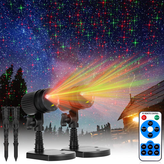 Minetom Christmas Lights Laser Projector Outdoor Waterproof 2 Pack Red and Green Model CXF-B100RG