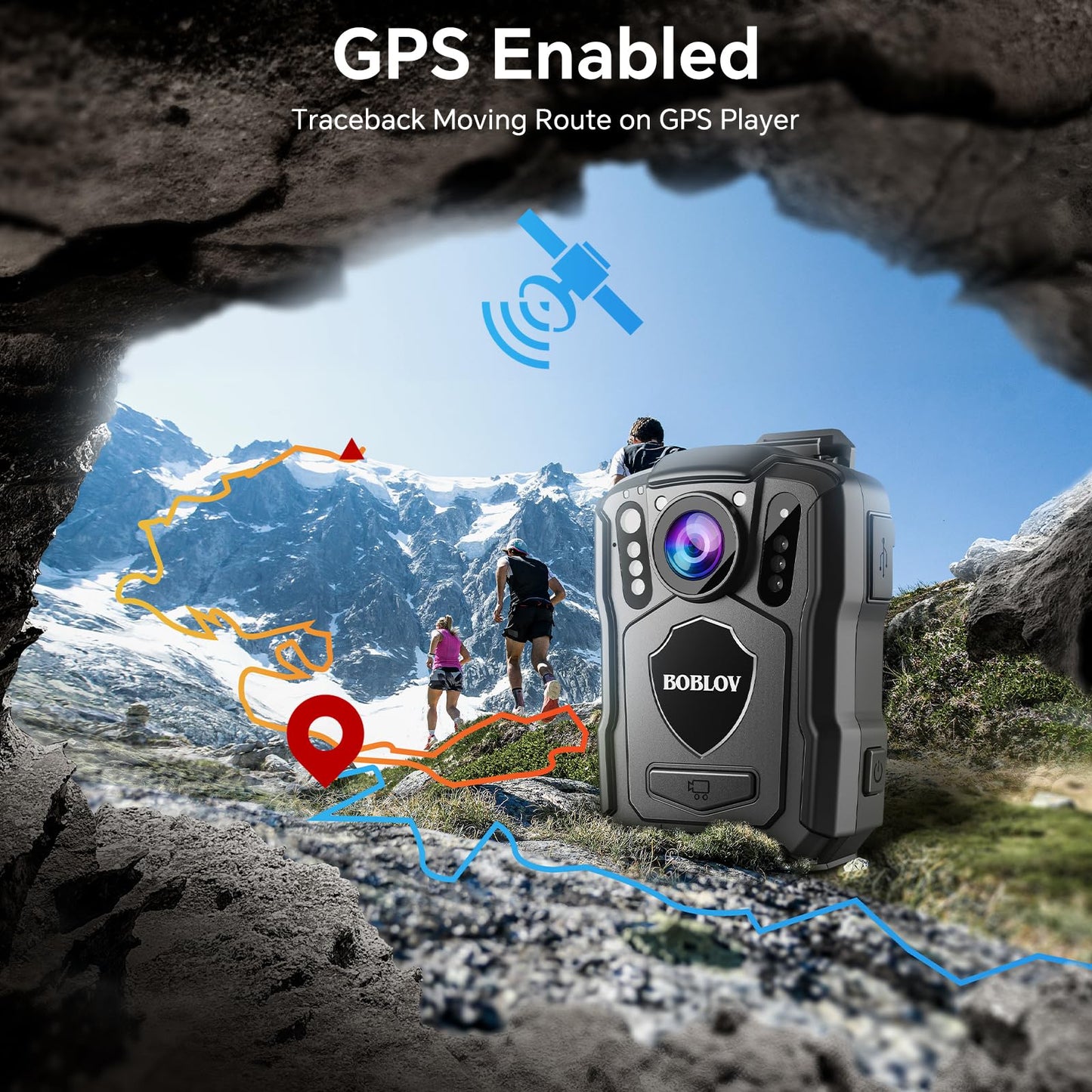 BOBLOV M5 2K 256G Police Body Camera, GPS Enabled &1440P Body Mounted Cam, Body Cam Built-in 4200MAH Battery,15Hours Record, IP67 Water Resistant, for Law Enforcement, with Car Suction Mount