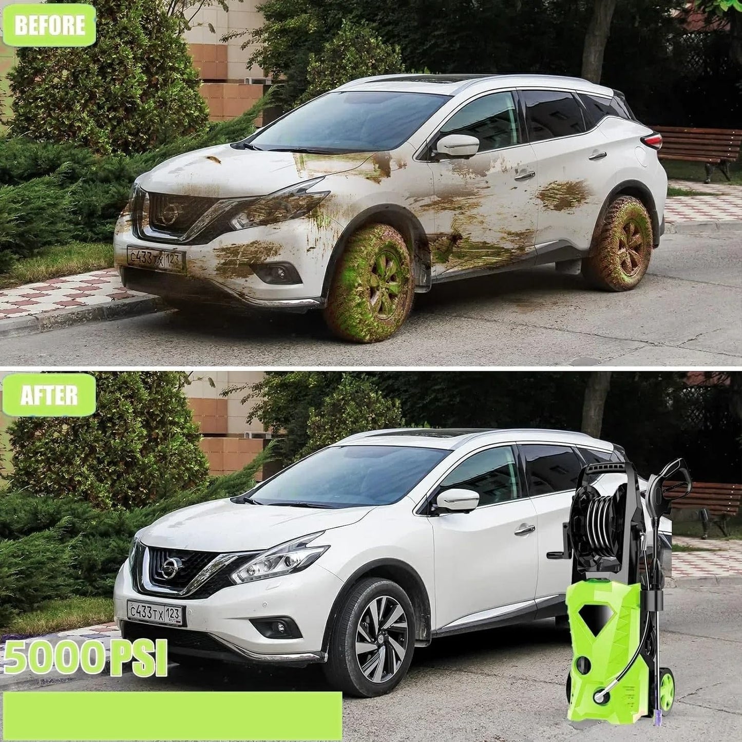 Imdot 5000PSI Electric Pressure Washer 2026 2.8GPM High Power Washer with 4 Pressure Nozzle and Soap Bottle for Home, Car Washing, Fence Cleaning, Patio (Green)