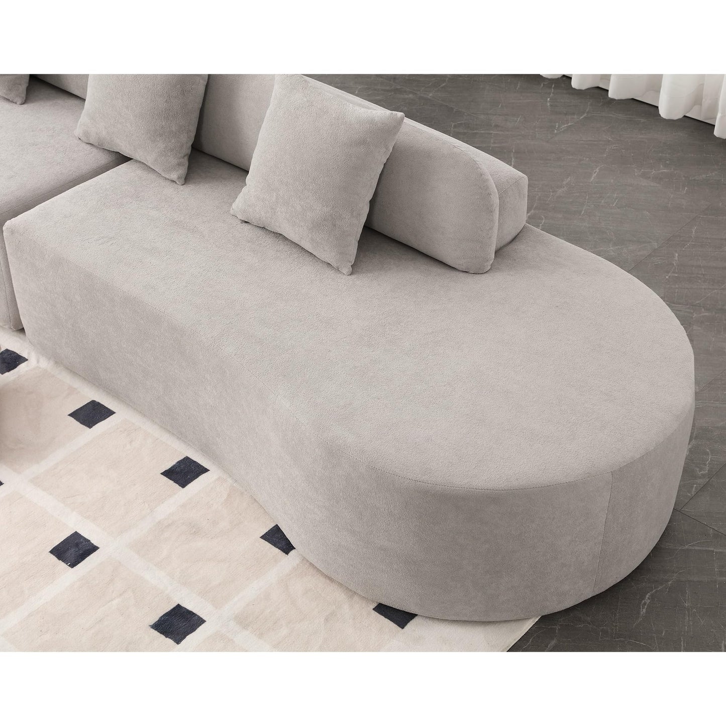 130.5-Inch Oversized Symmetrical Boneless Cloud Couch Modular Sectional Sofa Couch Deep Seat for Living Room, Curved Floor Foam Cloud Sectional Sofa with 3 Toss Pillows