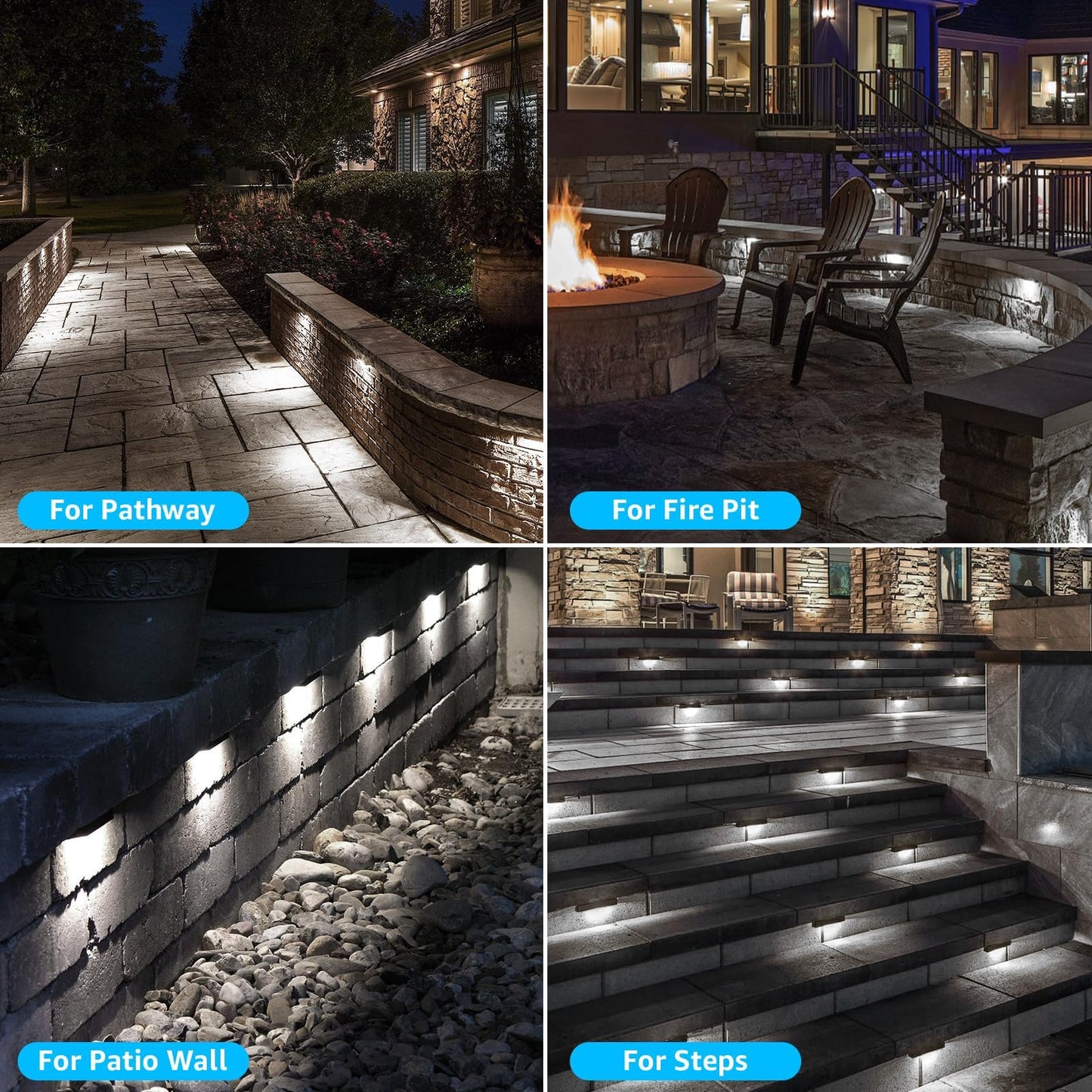 SUNVIE Hardscape Lighting 5W LED 5000K Waterproof Low Voltage Step Lights, Matte Black, Model CLDF0512C, 12 Pack