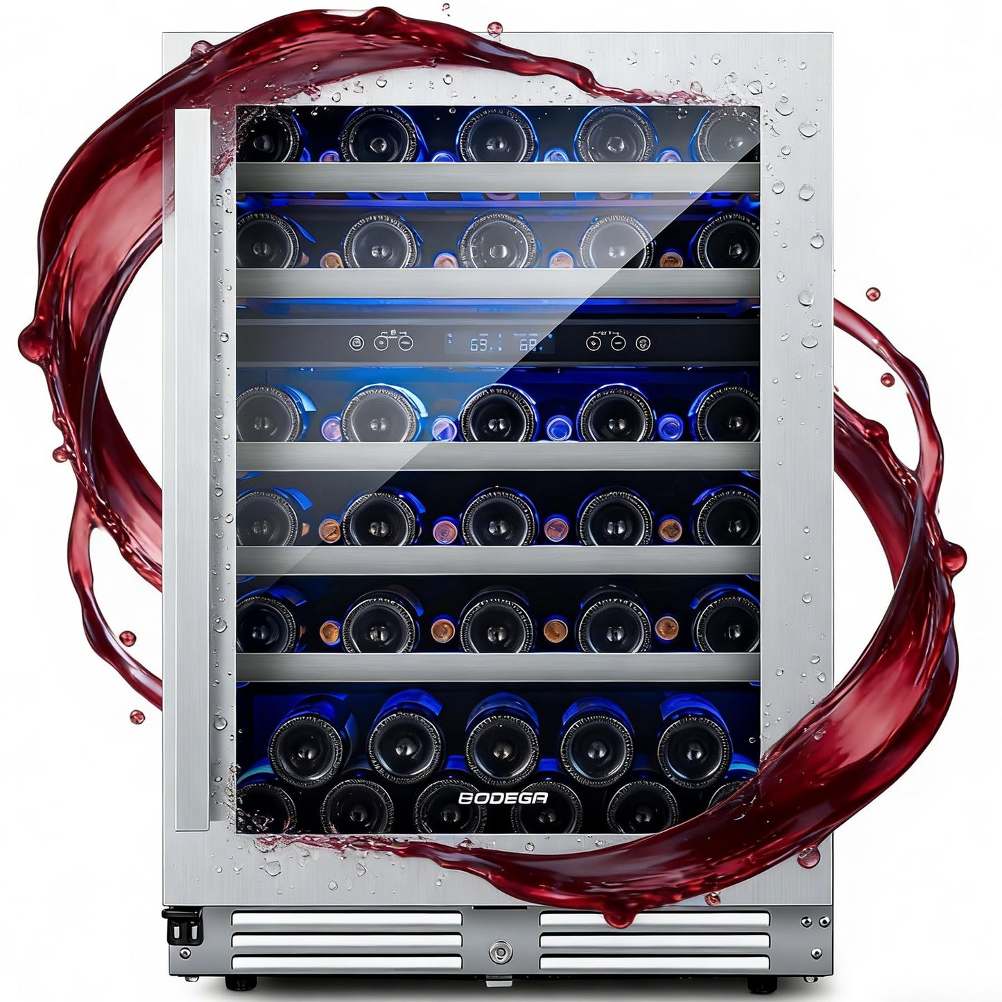 BODEGA COOLER Wine Fridge Cooler - 24 Inch Dual Zone Wine Fridge Holds 56 Bottles, 41-68°F Wine Refrigerator, Built in Fridge, Freestanding Adjustable Shelves Fridge for Beer Soda Drink Bar, 5.8 Cu.Ft