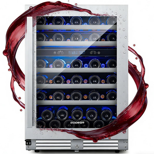 BODEGA COOLER Wine Fridge Cooler - 24 Inch Dual Zone Wine Fridge Holds 56 Bottles, 41-68°F Wine Refrigerator, Built in Fridge, Freestanding Adjustable Shelves Fridge for Beer Soda Drink Bar, 5.8 Cu.Ft